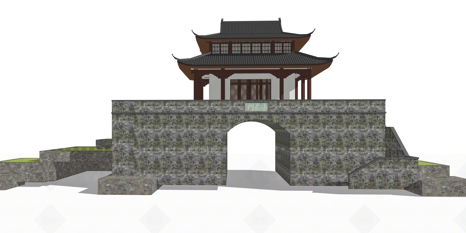 中式城楼SU模型下载【ID:1116431907】