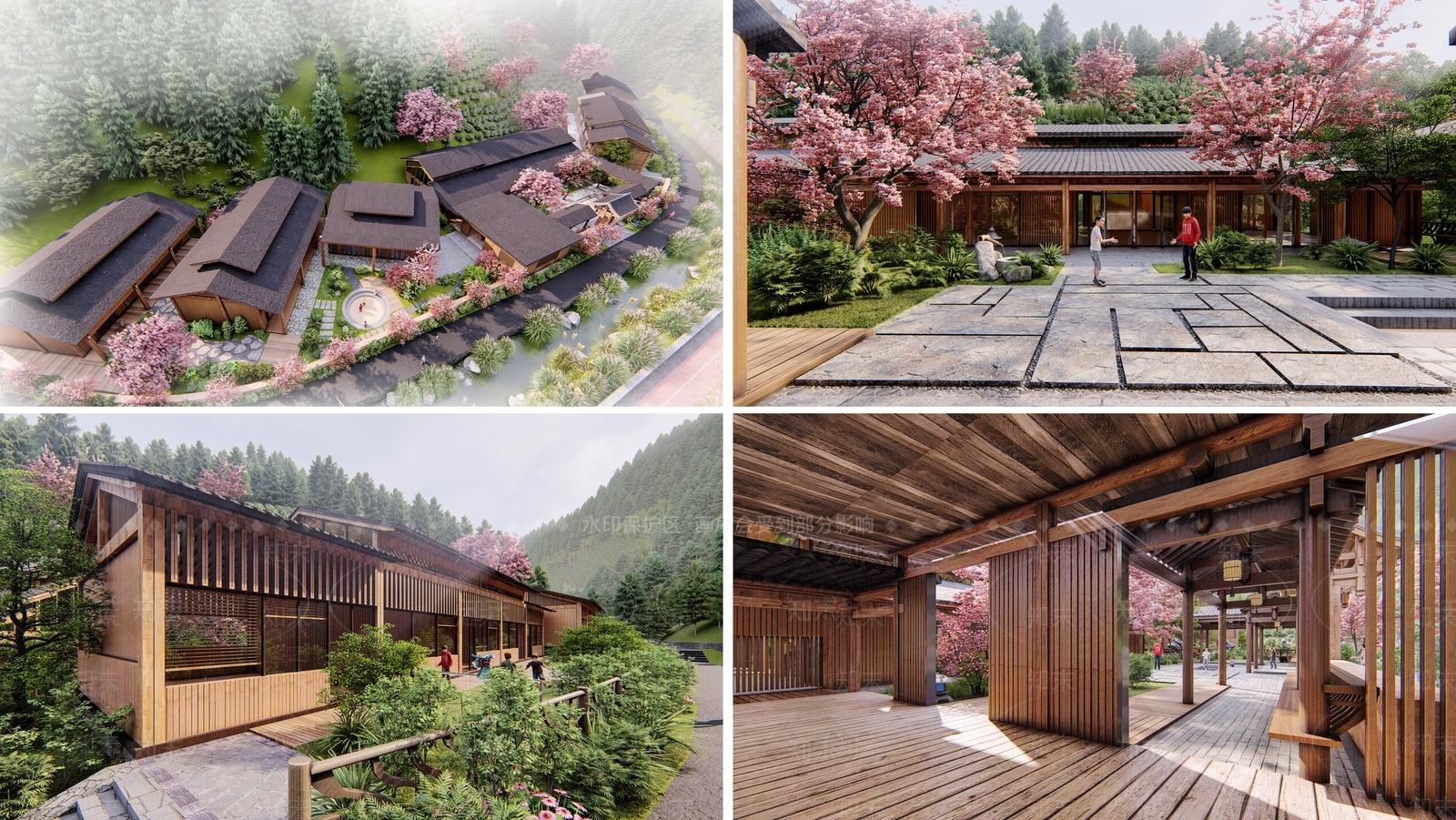 新中式乡村民宿建筑SU模型下载【ID:1116434432】