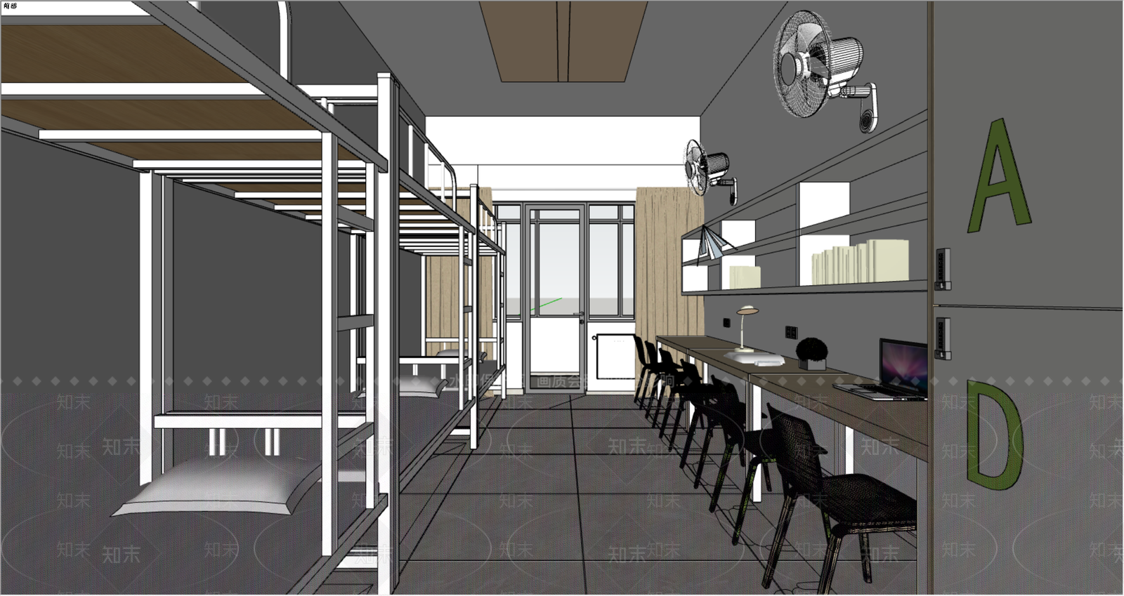 现代学校宿舍SU模型下载【ID:1116434346】