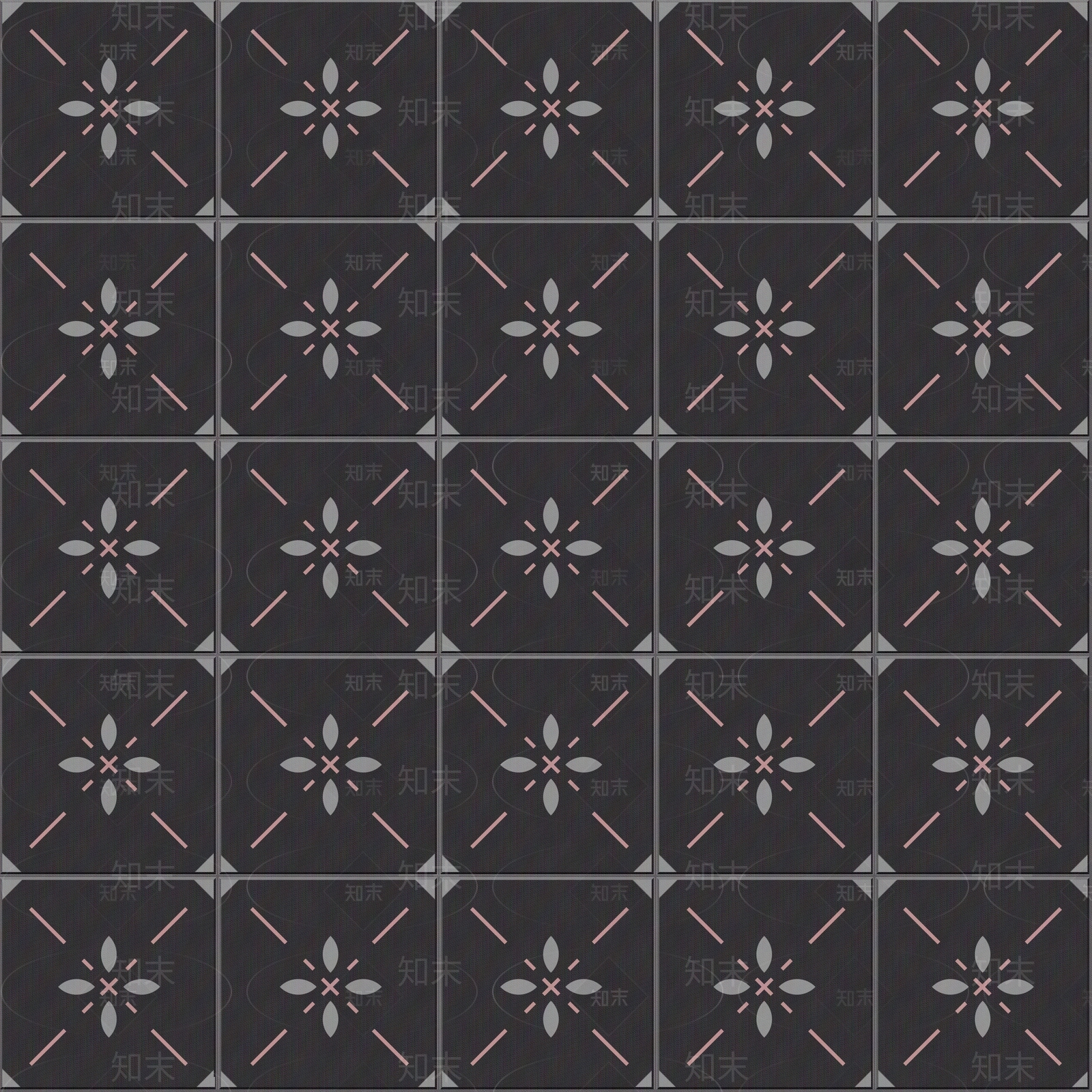 北欧复古黑色图案花砖贴图下载【ID:1116439510】