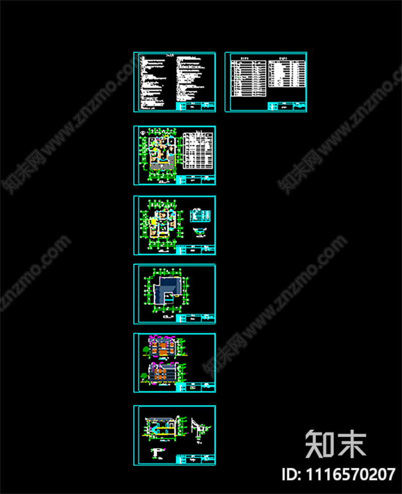 田园风别墅全套施工图cad施工图下载【ID:1116570207】