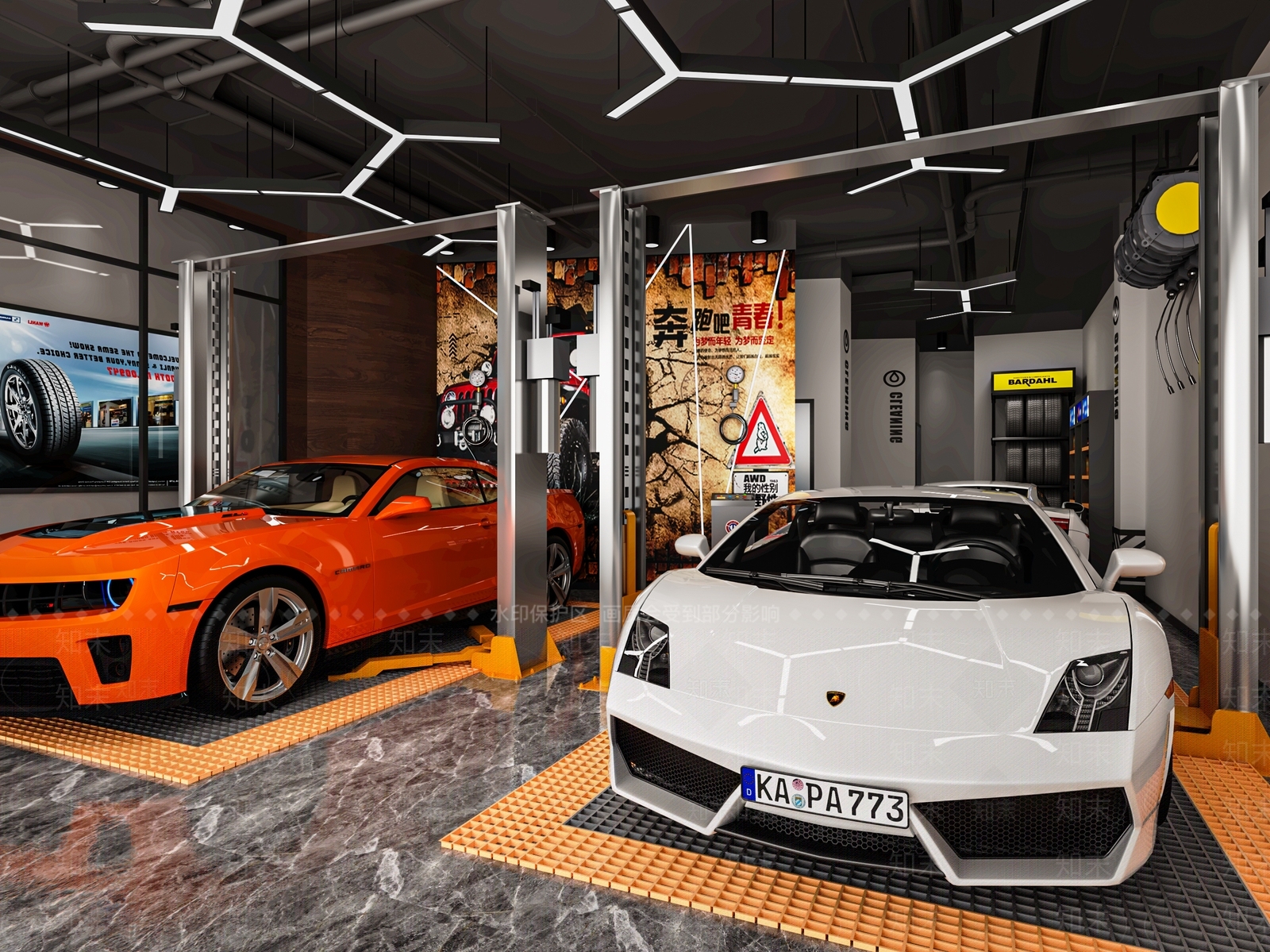 现代汽车维修店SU模型下载【ID:1116447986】