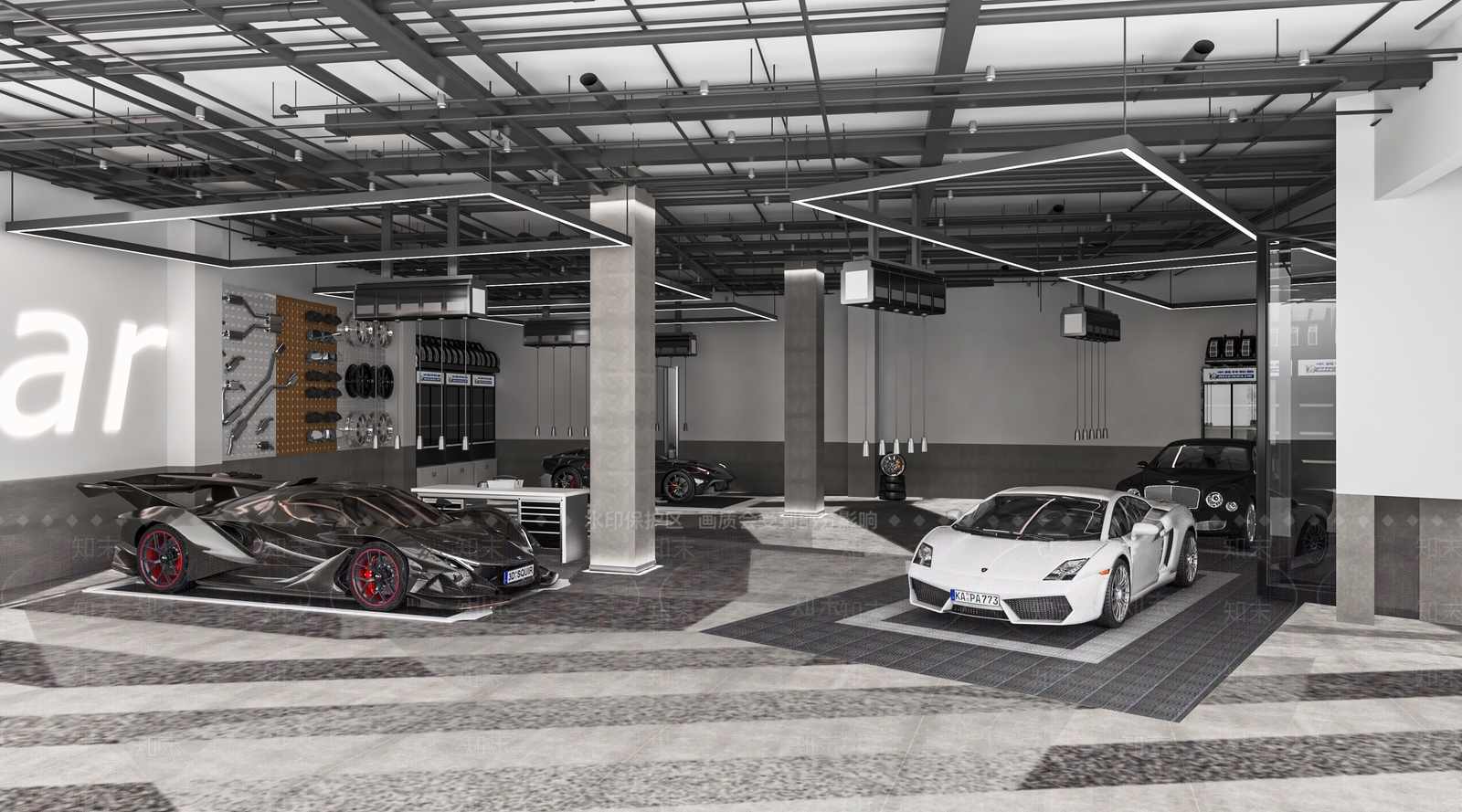 工业风汽车维修店SU模型下载【ID:1116447816】