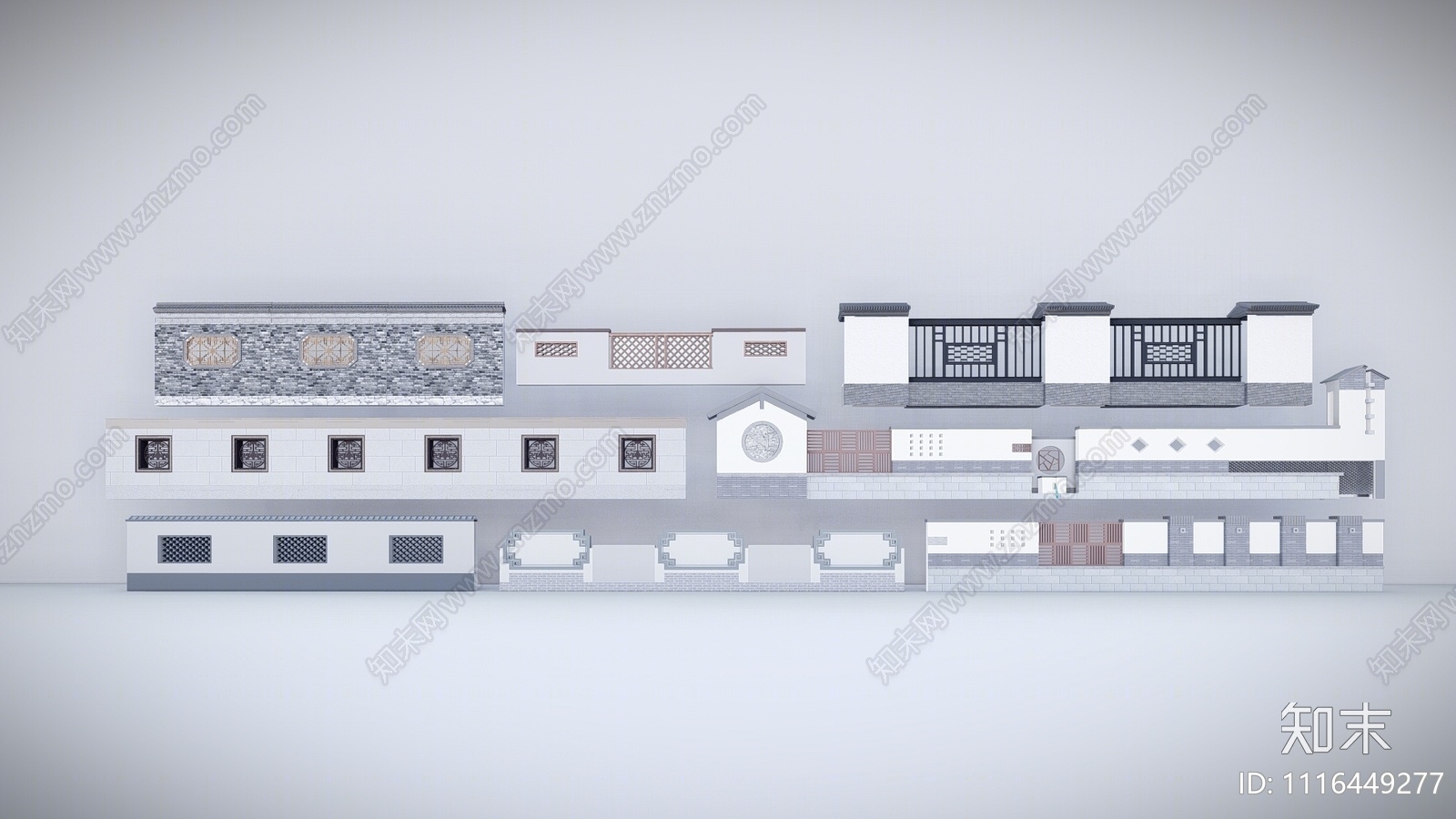 新中式围墙SU模型下载【ID:1116449277】