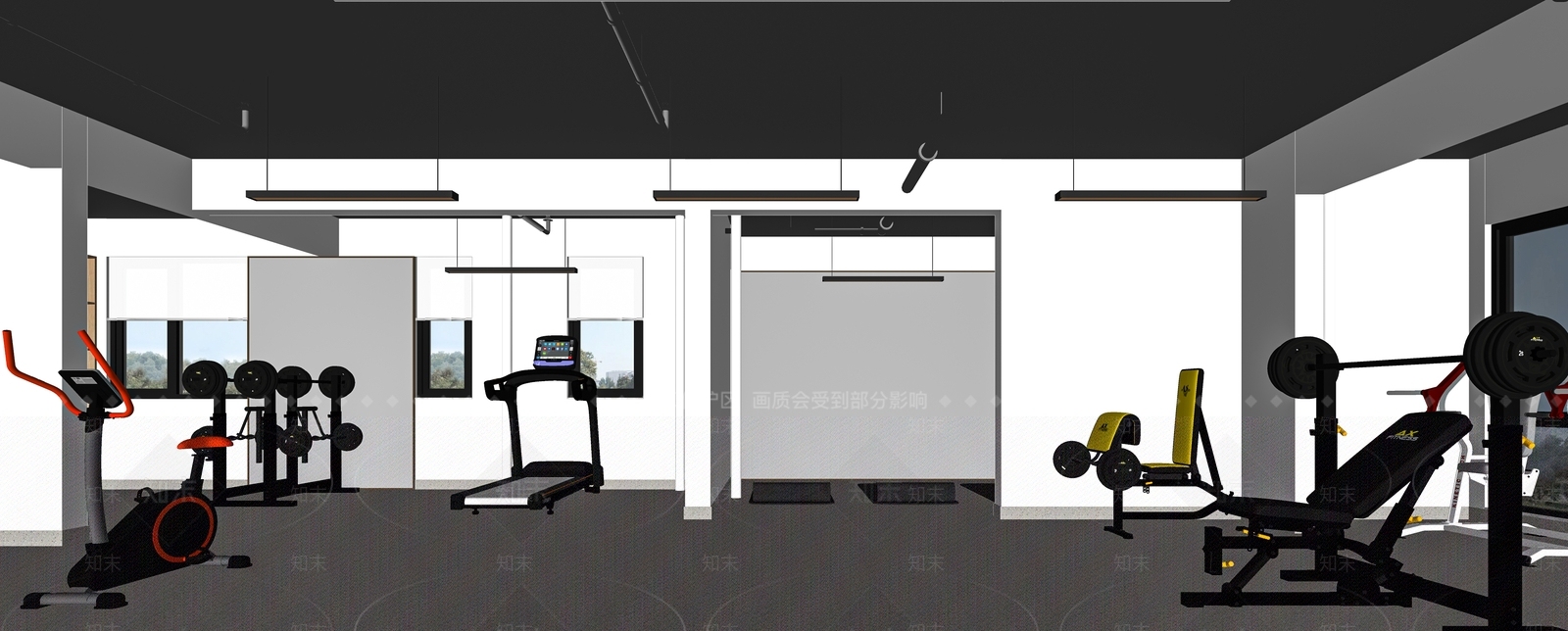 现代健身房SU模型下载【ID:1116455701】