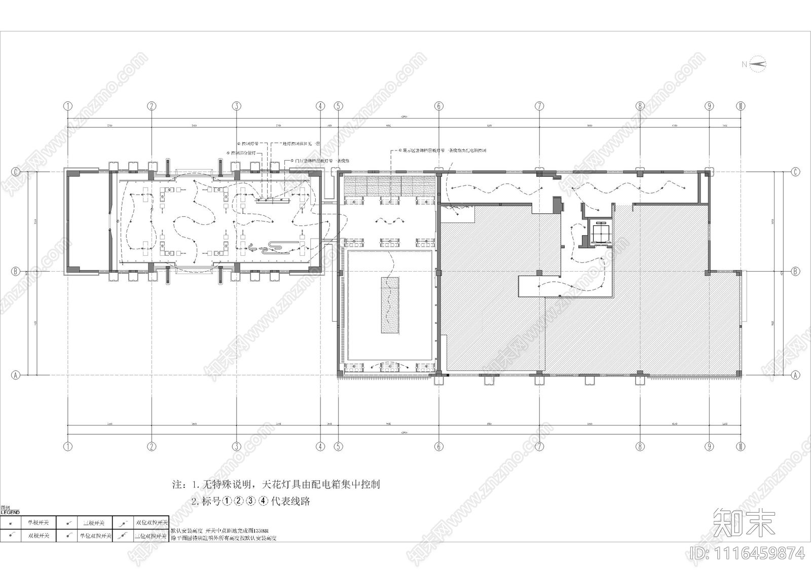 售楼部CAD施工图cad施工图下载【ID:1116459874】