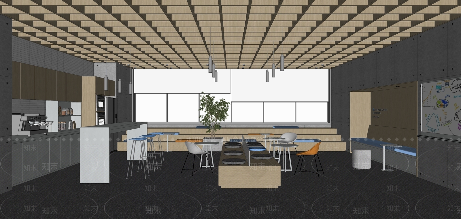 现代茶水间SU模型下载【ID:1116460316】