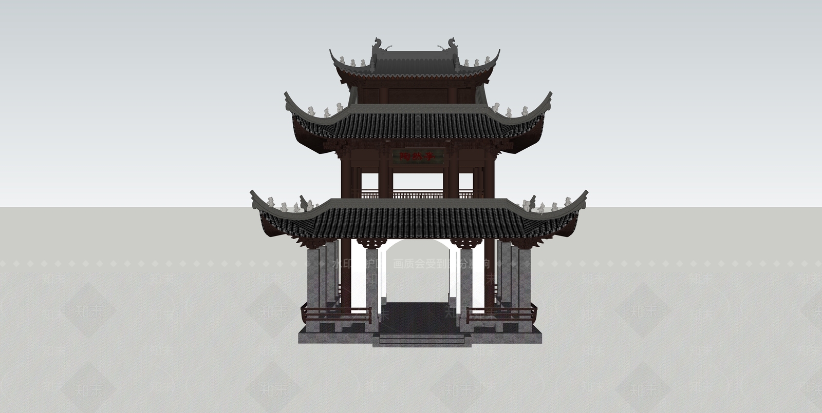 中式古典景观亭SU模型下载【ID:1116622150】