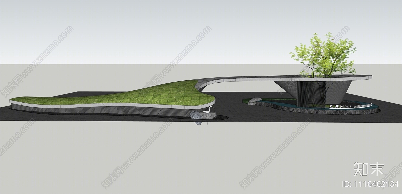 现代异形景观门头SU模型下载【ID:1116462184】