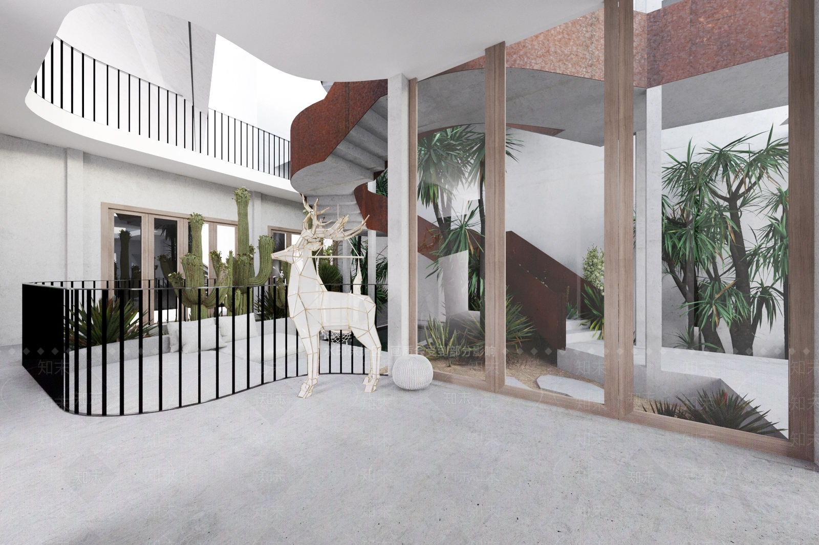 现代建筑中庭景观3D模型下载【ID:1116469099】