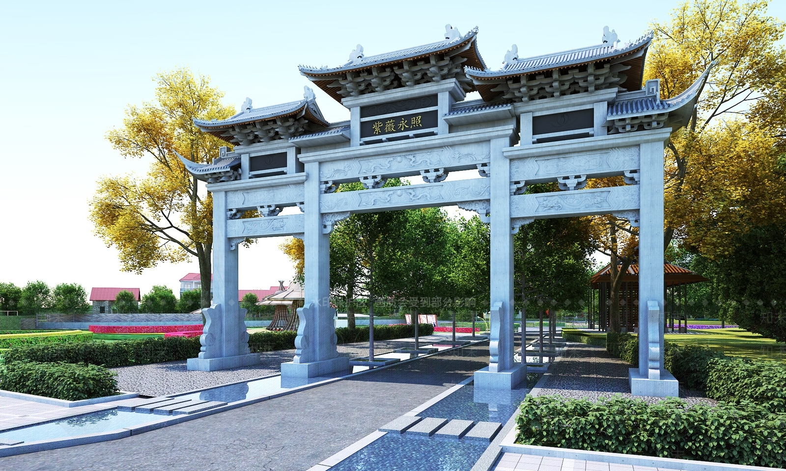 中式牌坊3D模型下载【ID:1116467608】