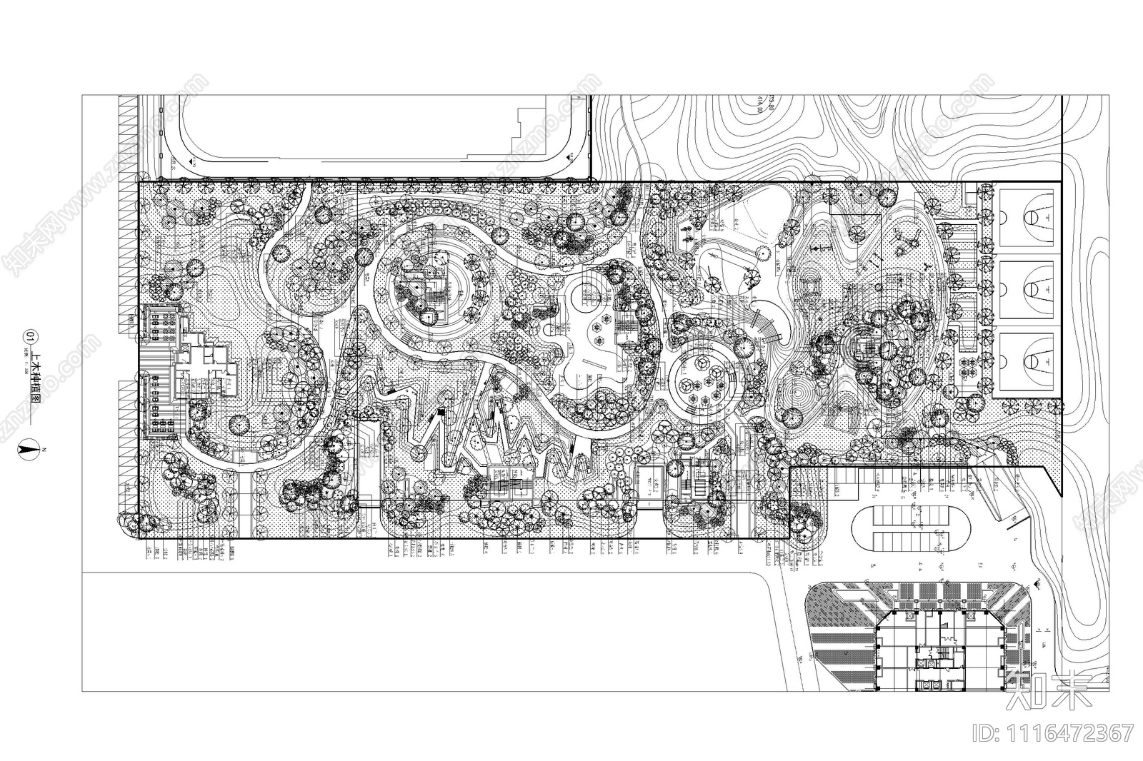 公园绿化设计全套cad施工图施工图下载【ID:1116472367】