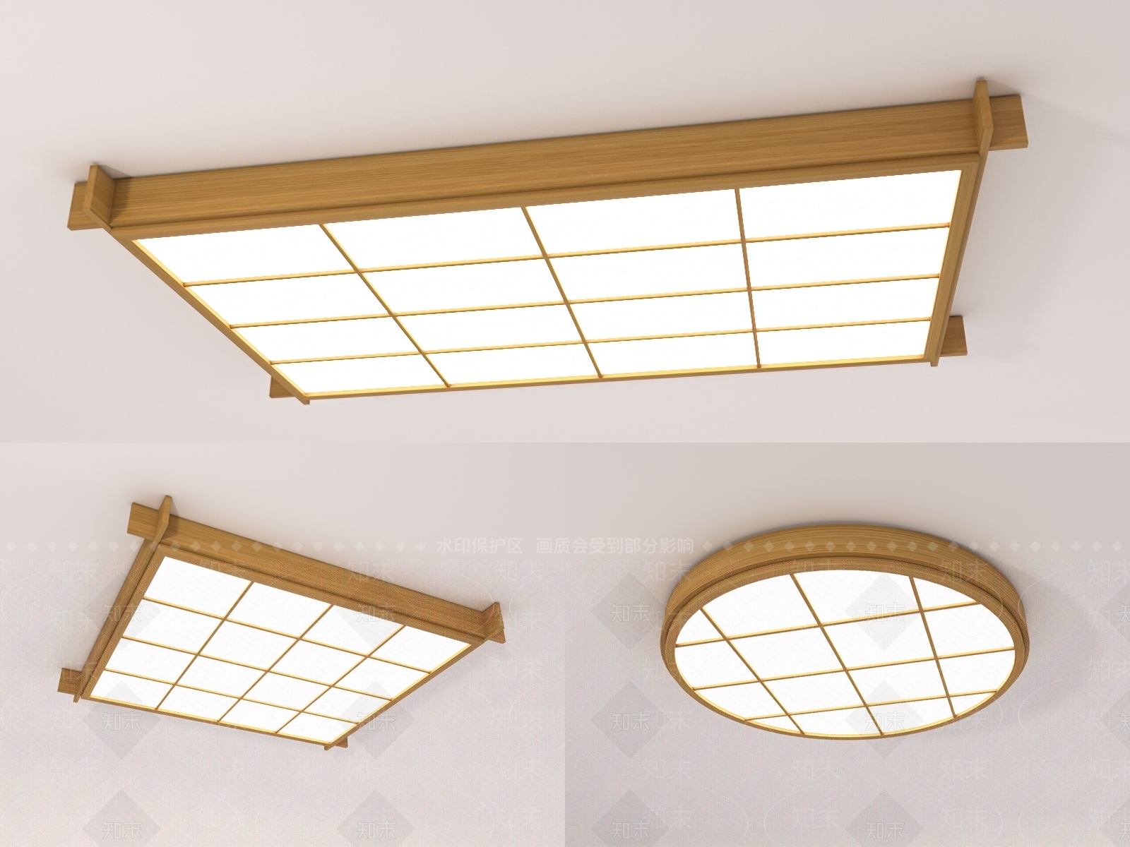 日式吸顶灯3D模型下载【ID:1116474408】