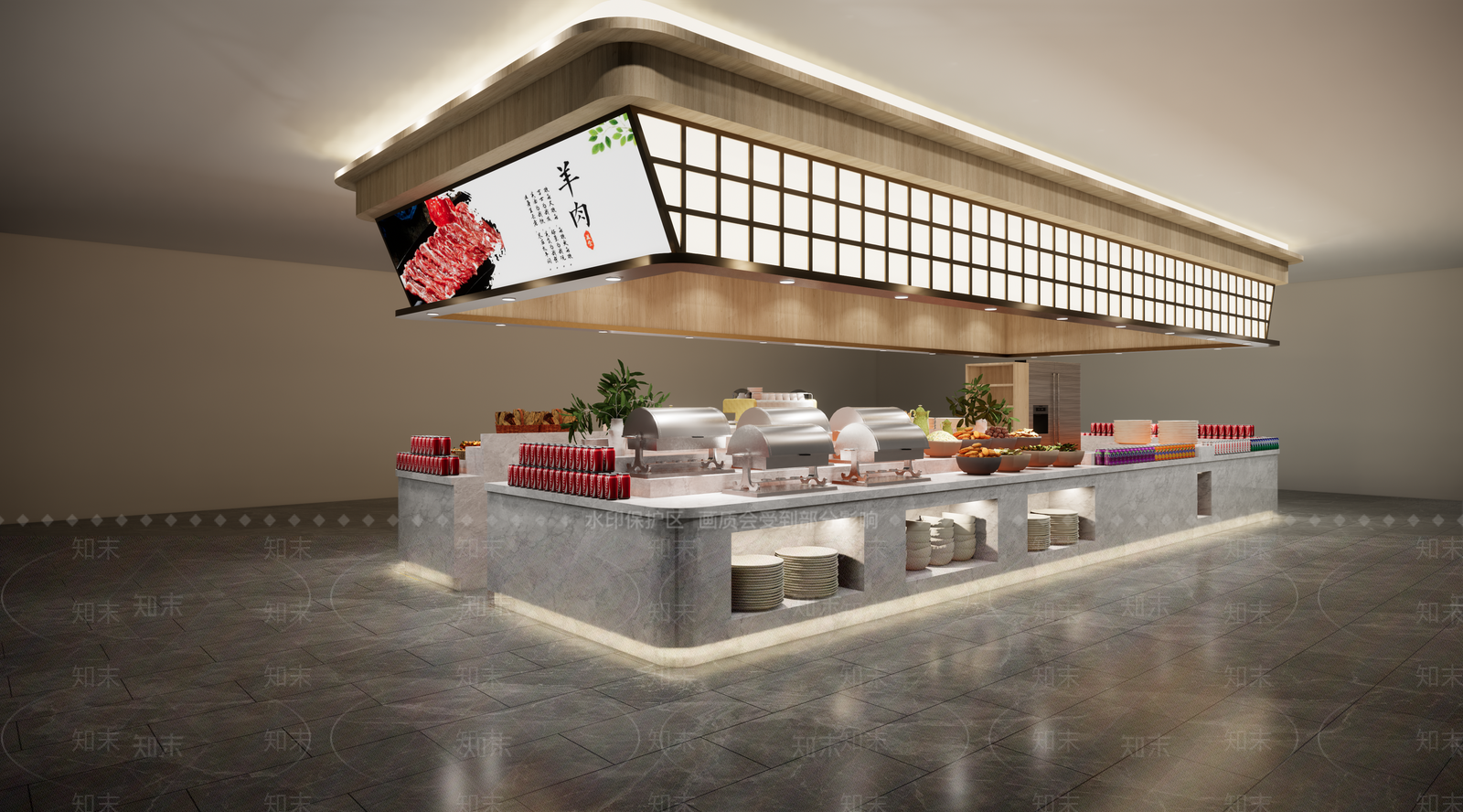 现代自助餐厅SU模型下载【ID:1116477245】