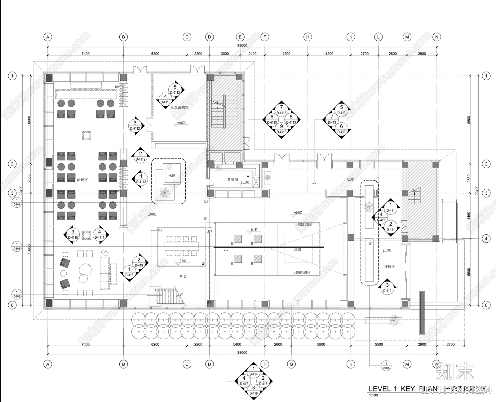 售楼部施工图效果图施工图cad施工图下载【ID:1116481294】