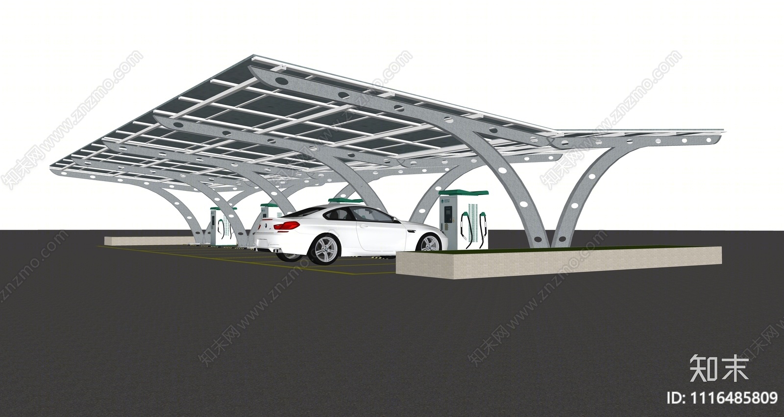 现代新能源停车场SU模型下载【ID:1116485809】
