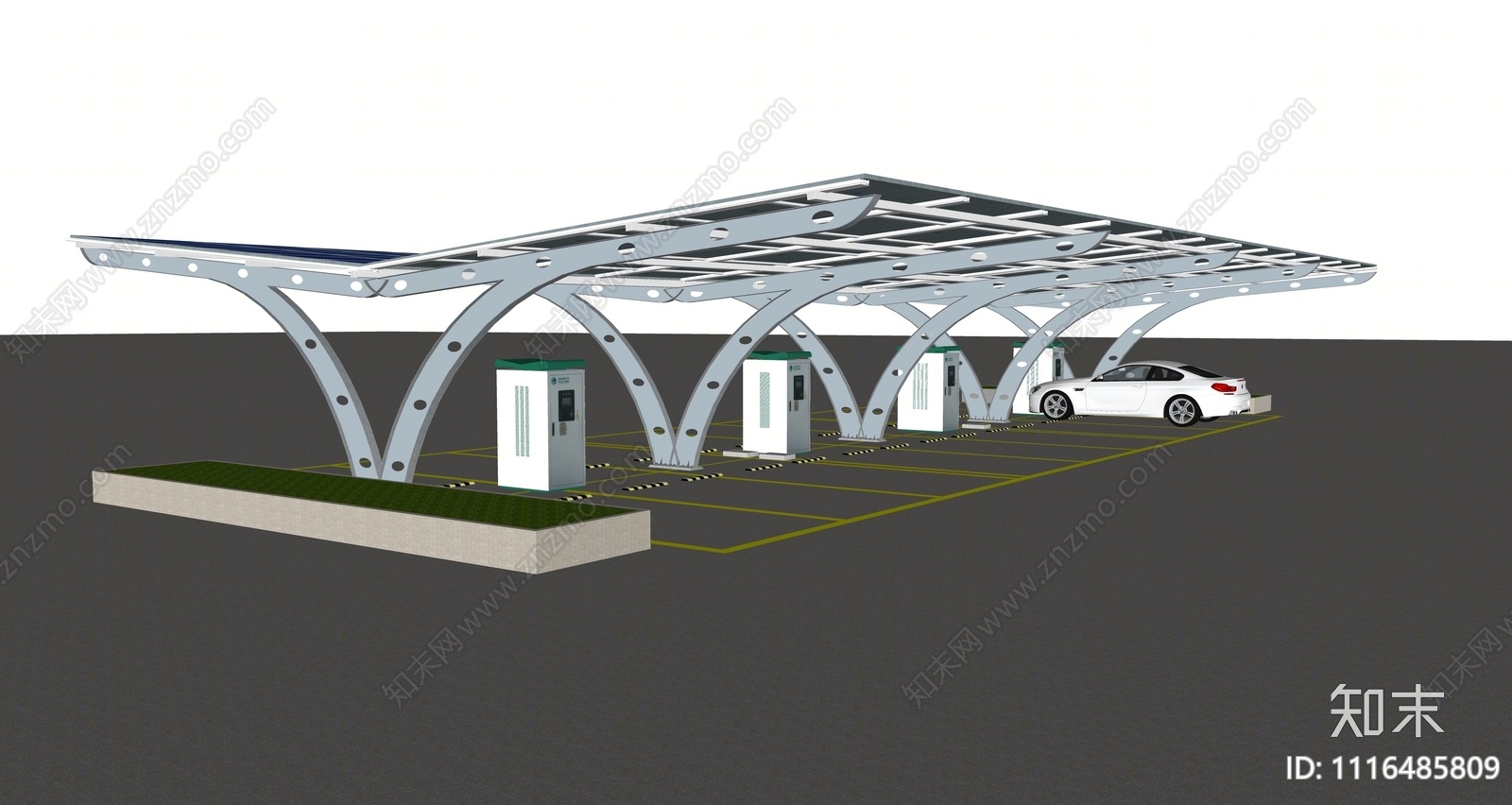 现代新能源停车场SU模型下载【ID:1116485809】