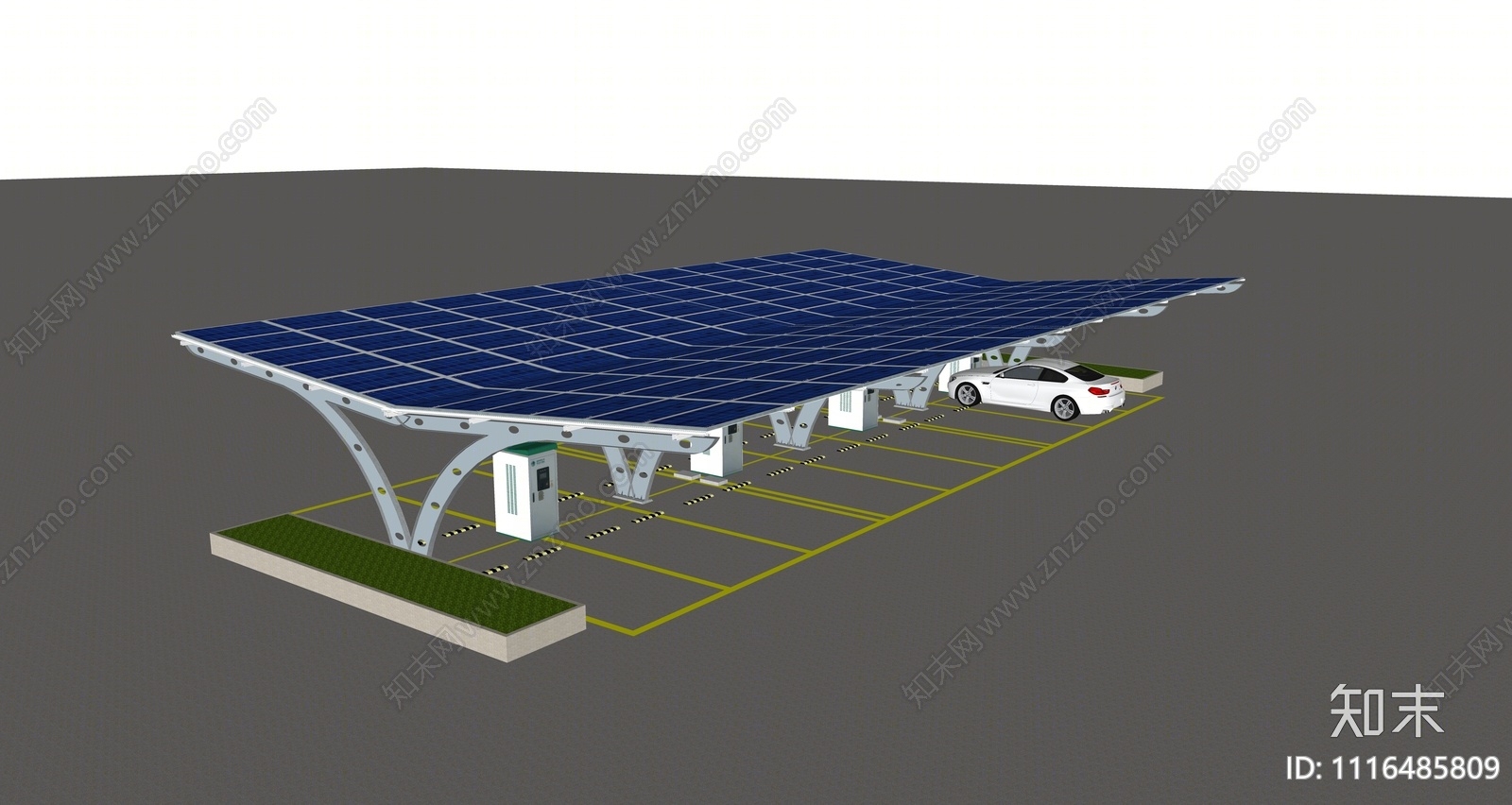 现代新能源停车场SU模型下载【ID:1116485809】
