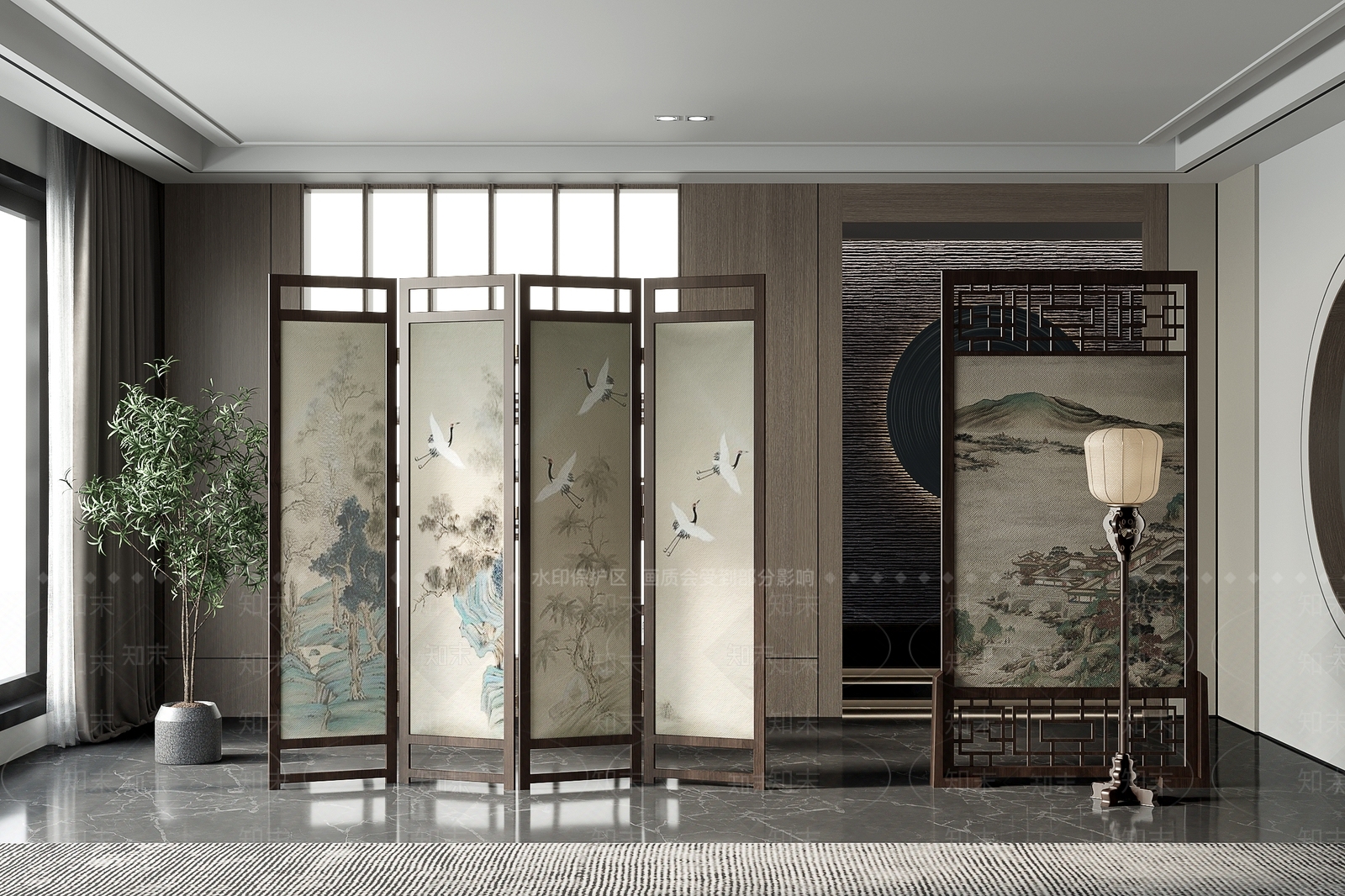 新中式屏风3D模型下载【ID:1116485969】
