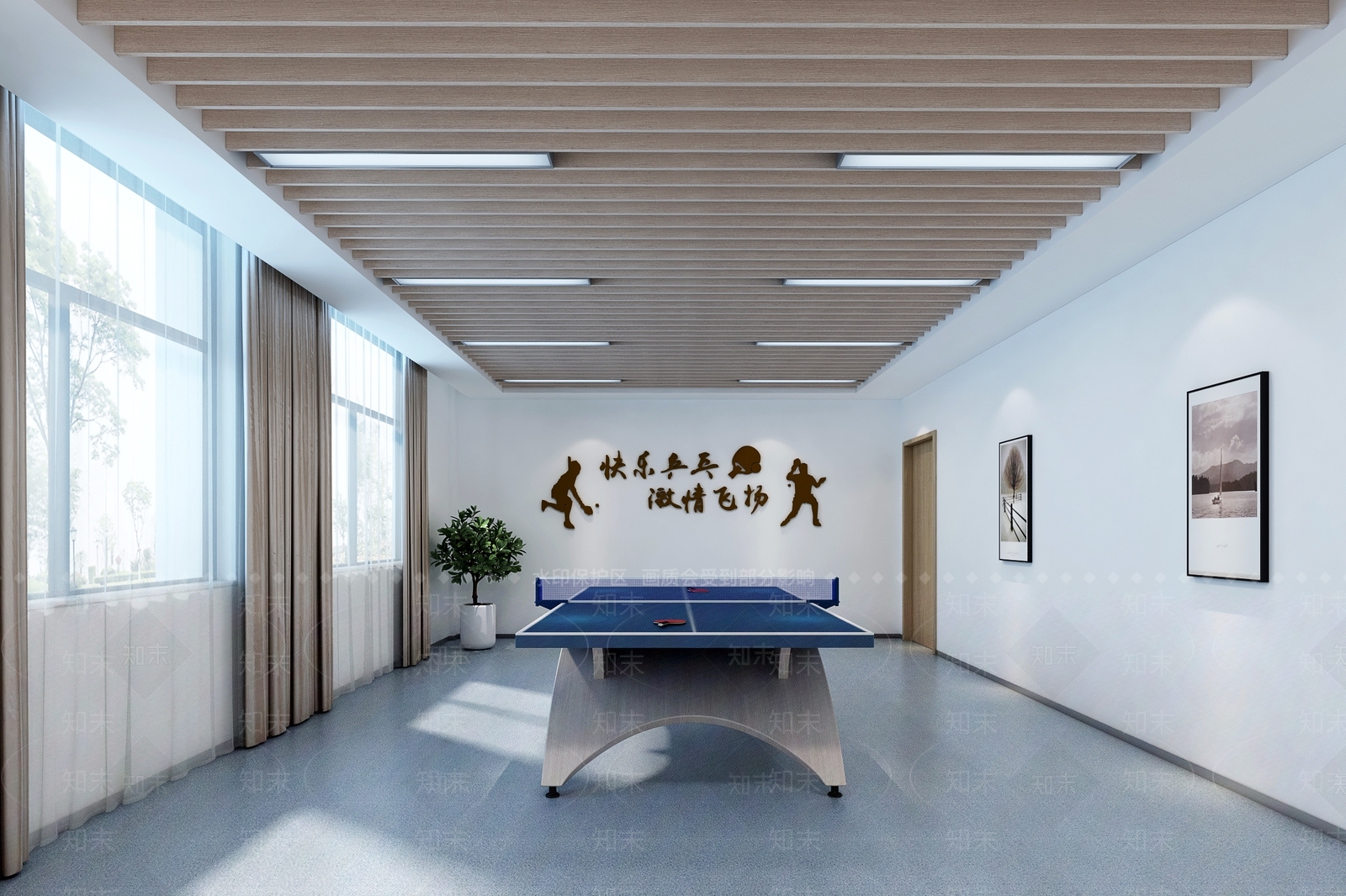 现代乒乓球室3D模型下载【ID:1116491358】