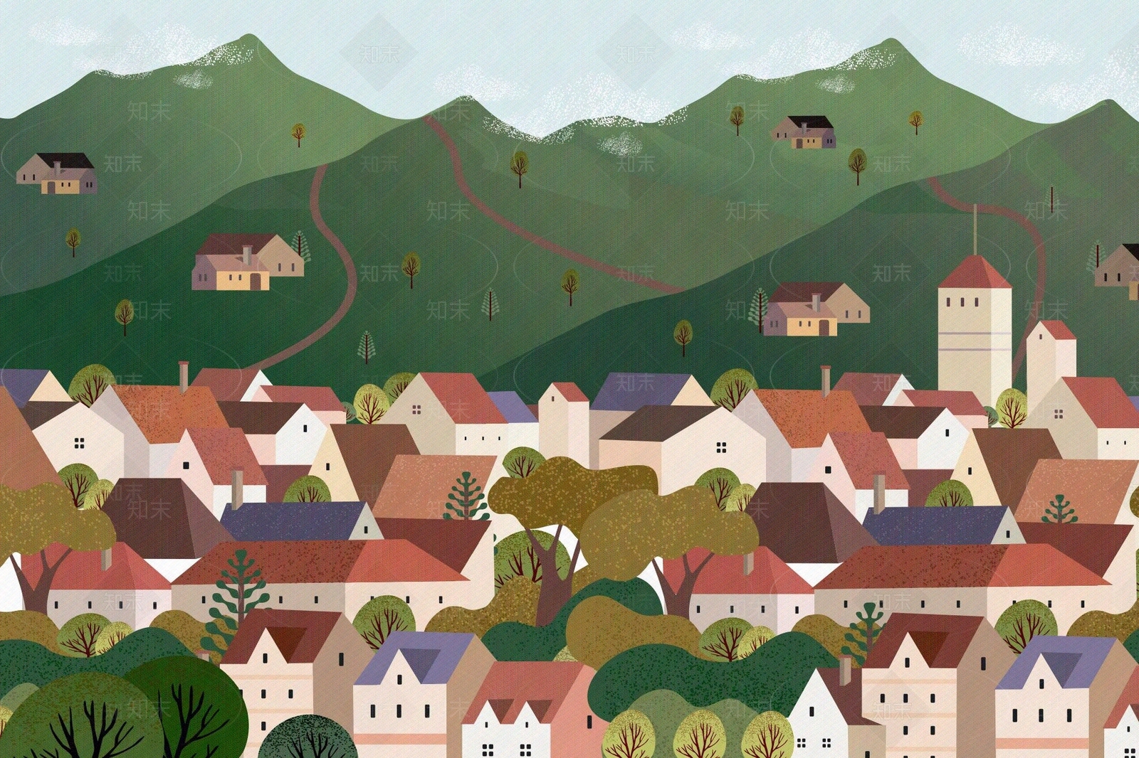 欧式田园乡村壁画贴图下载【ID:1116494500】