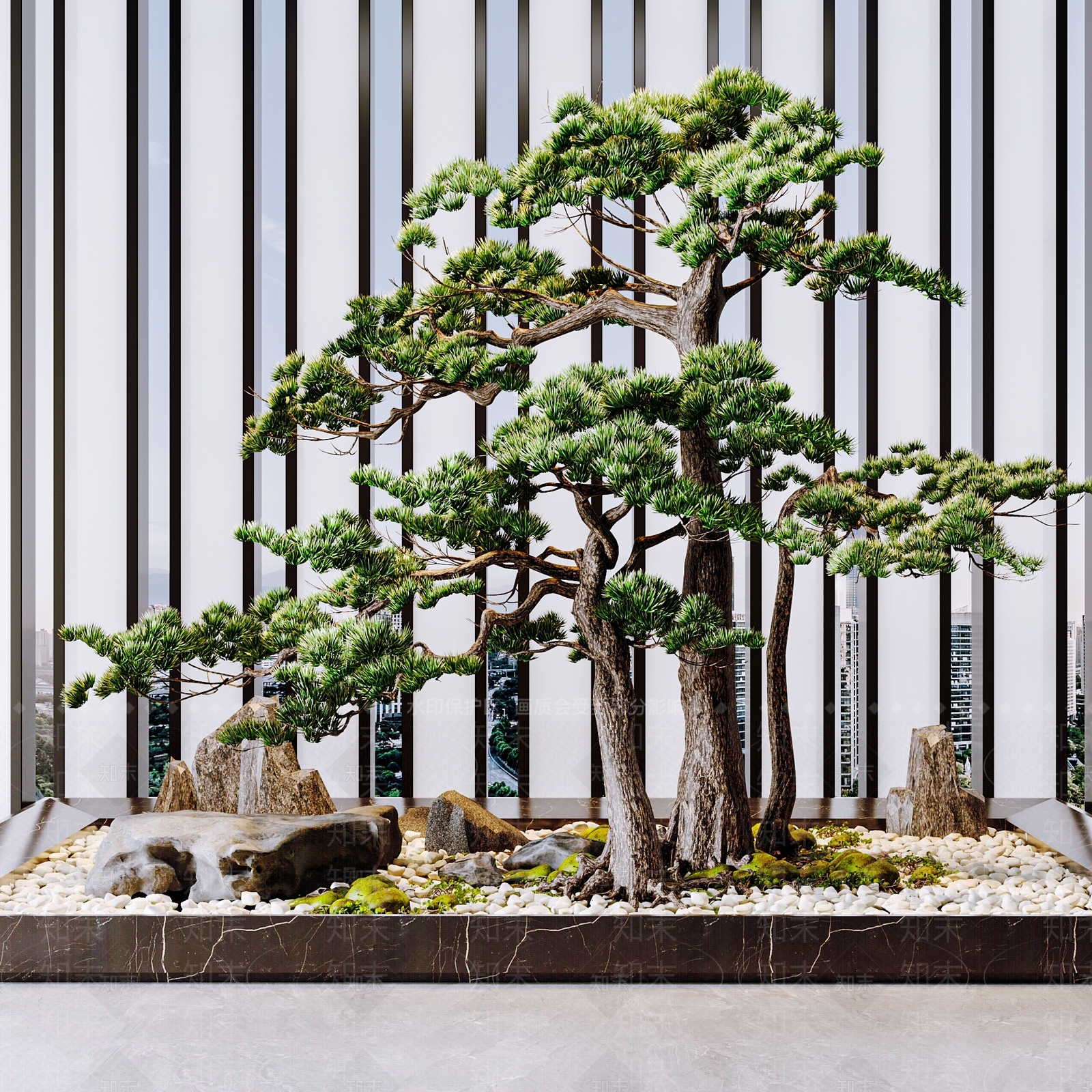 新中式松树景观小品3D模型下载【ID:1116494650】
