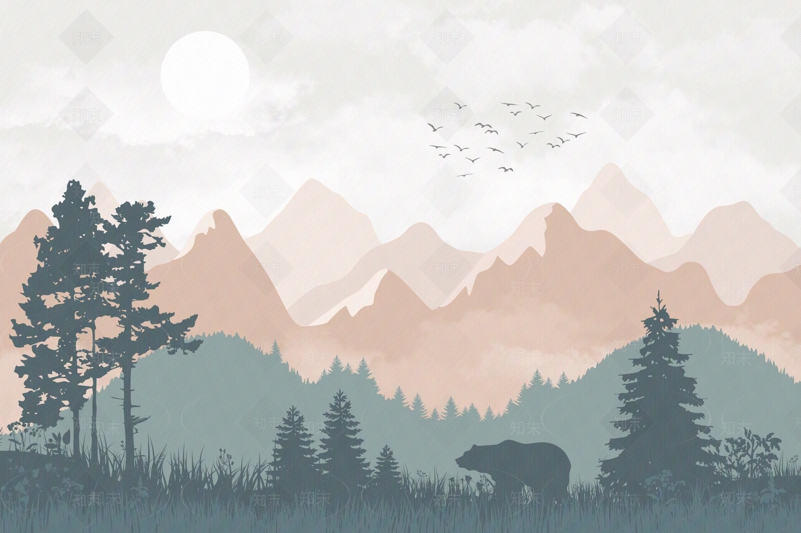 大自然风景壁画贴图下载【ID:1116496390】