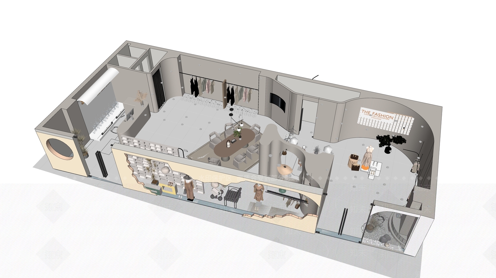 侘寂服装箱包店SU模型下载【ID:1116500026】