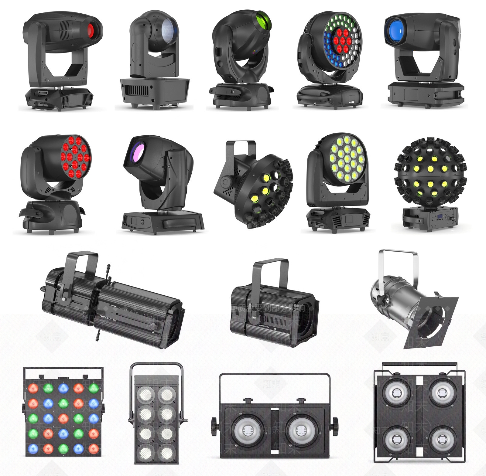 现代舞台射灯SU模型下载【ID:1116503375】