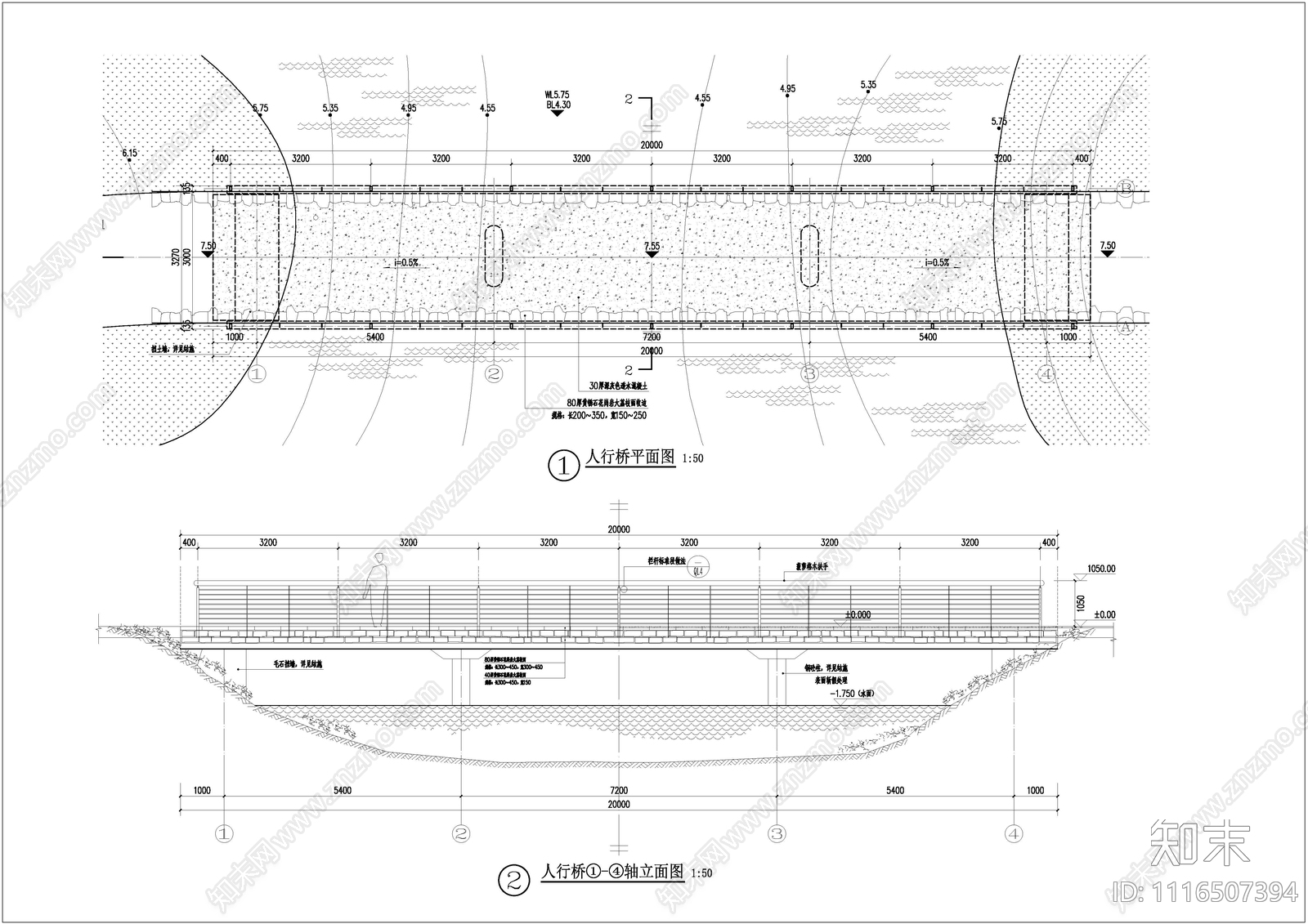 人行桥景观节点施工图施工图下载【ID:1116507394】