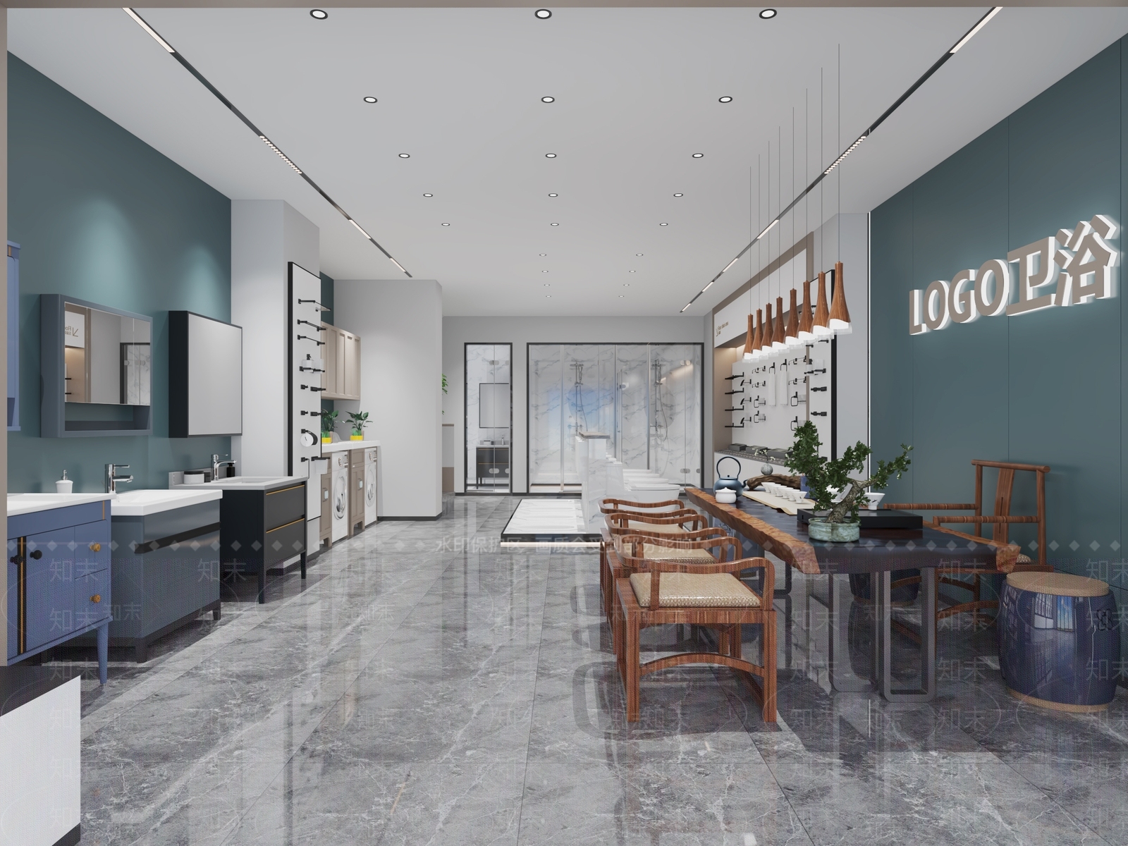 现代卫浴专卖店3D模型下载【ID:1116600766】