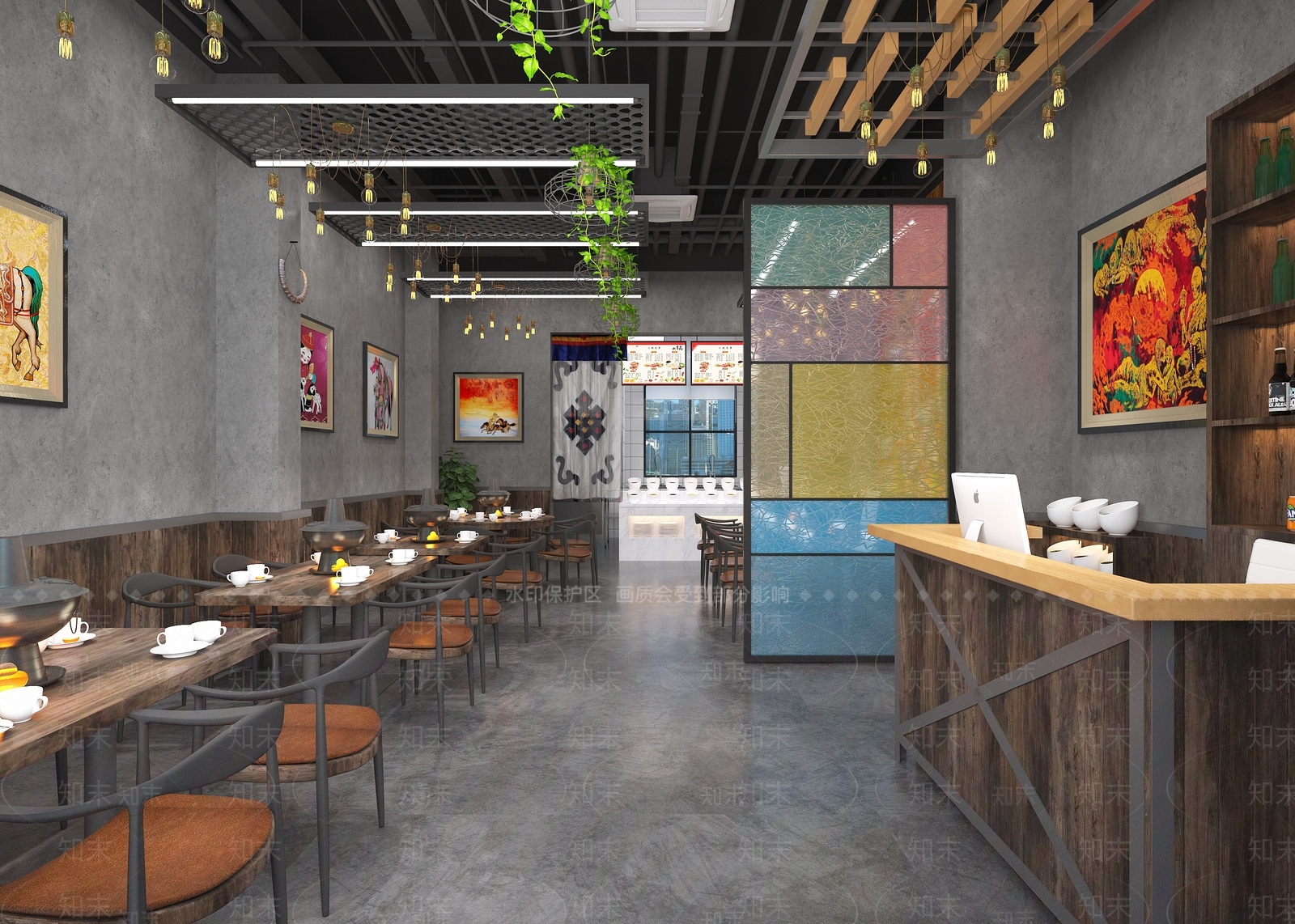 工业风火锅店3D模型下载【ID:1116520637】