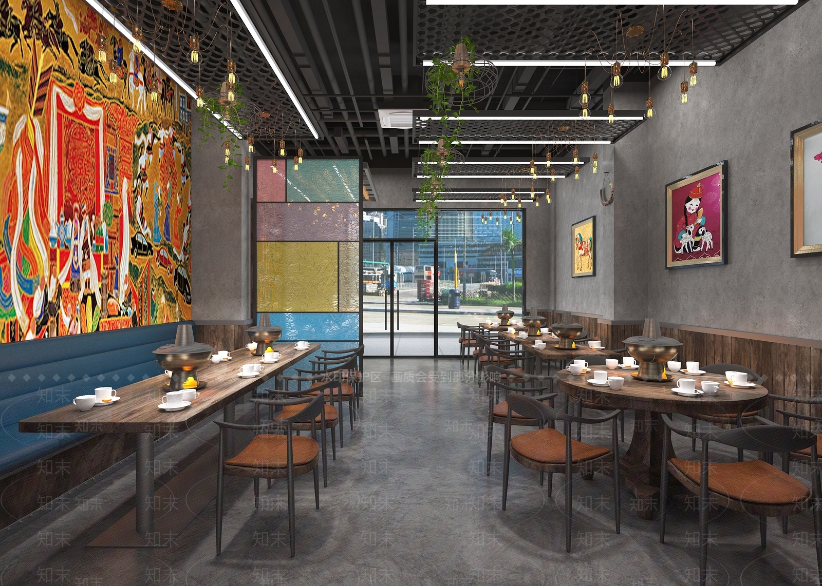 工业风火锅店3D模型下载【ID:1116520637】