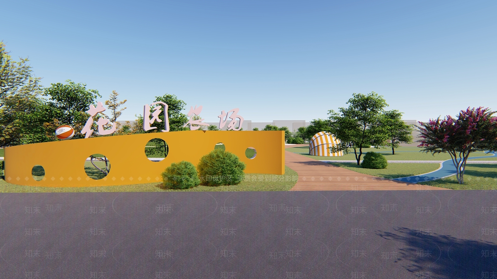 现代公园景观SU模型下载【ID:1116528987】