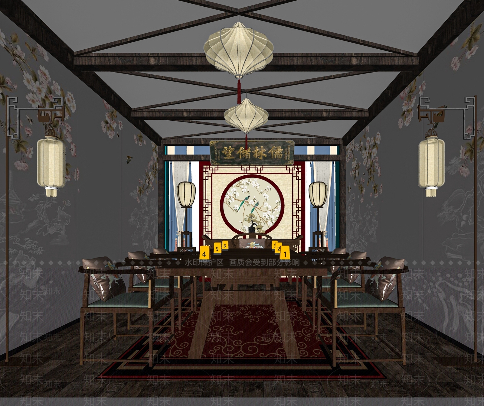 新中式剧本杀包间SU模型下载【ID:1116537335】