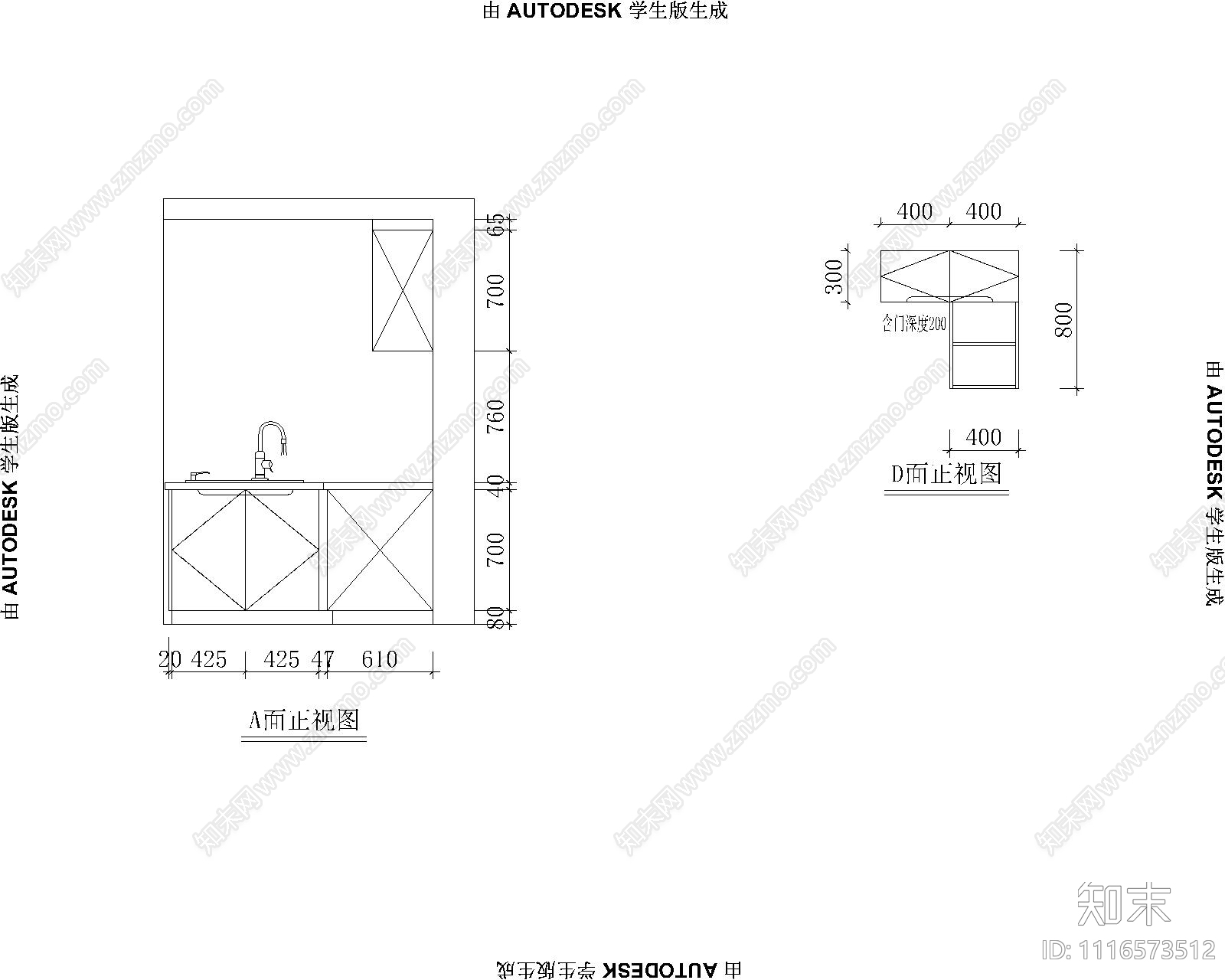 厨房橱柜节点施工图cad施工图下载【ID:1116573512】