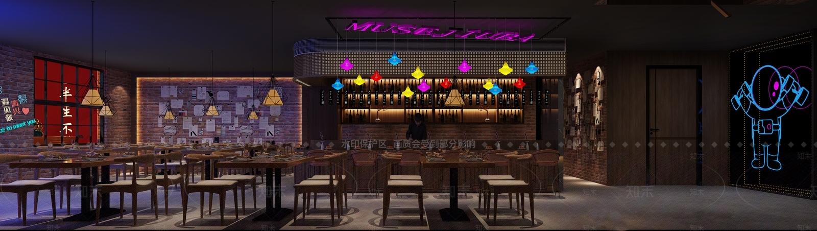 工业风网红音乐餐厅3D模型下载【ID:1116585669】