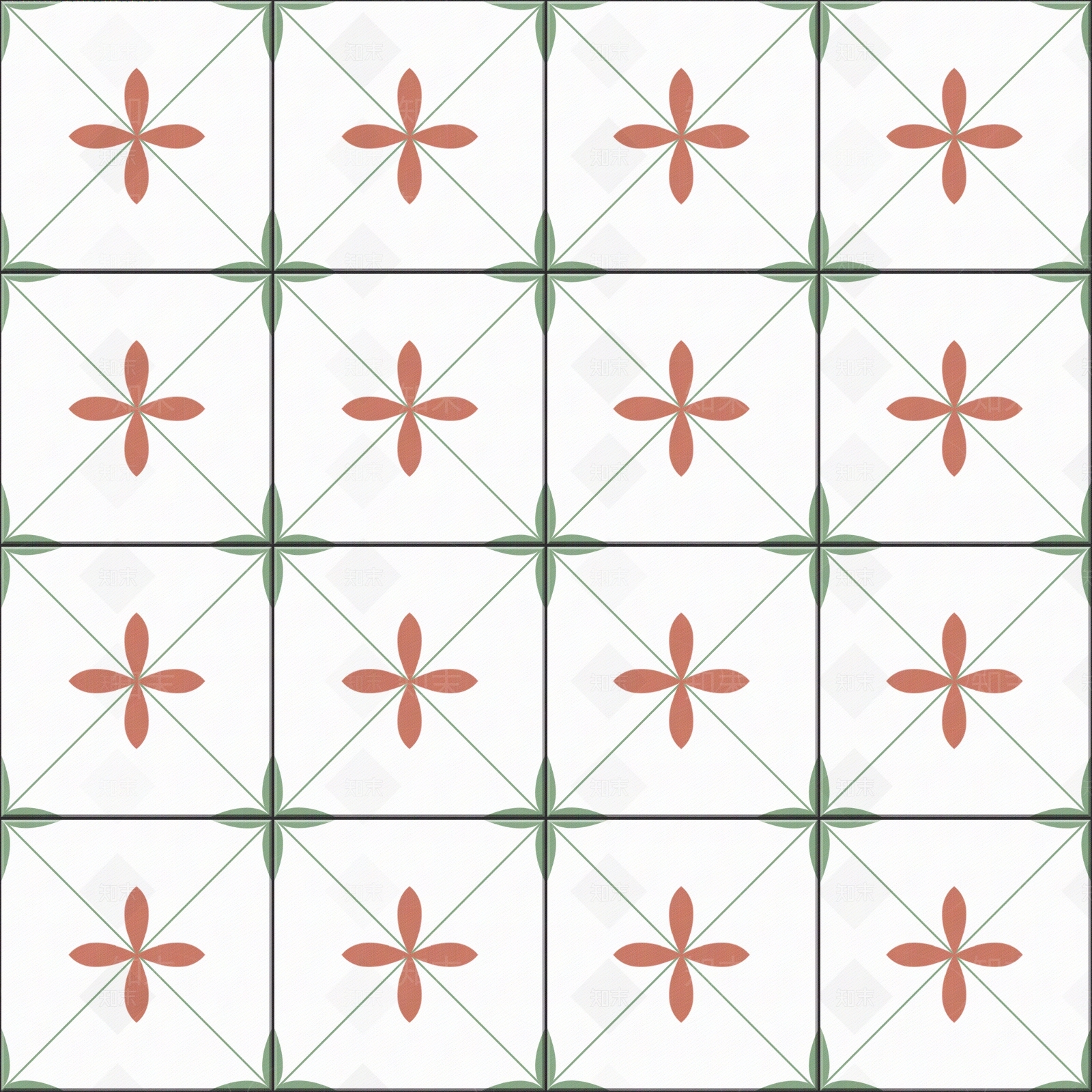 北欧小清新图案花砖贴图下载【ID:1116585377】