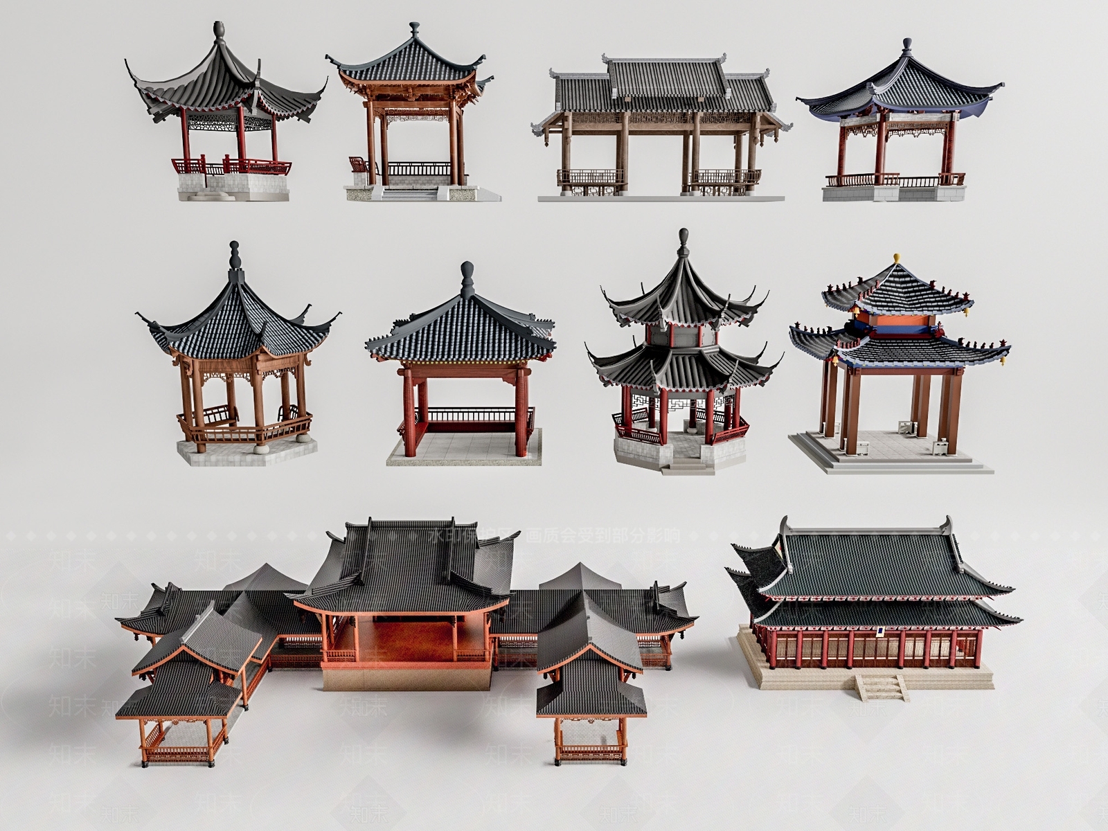 中式亭子3D模型下载【ID:1116600417】