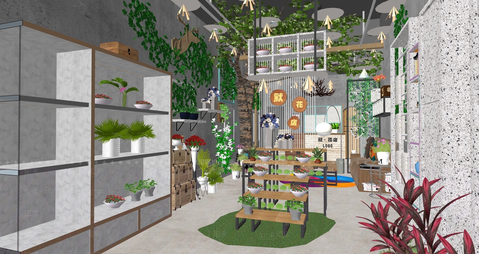 现代花店SU模型下载【ID:1116604394】