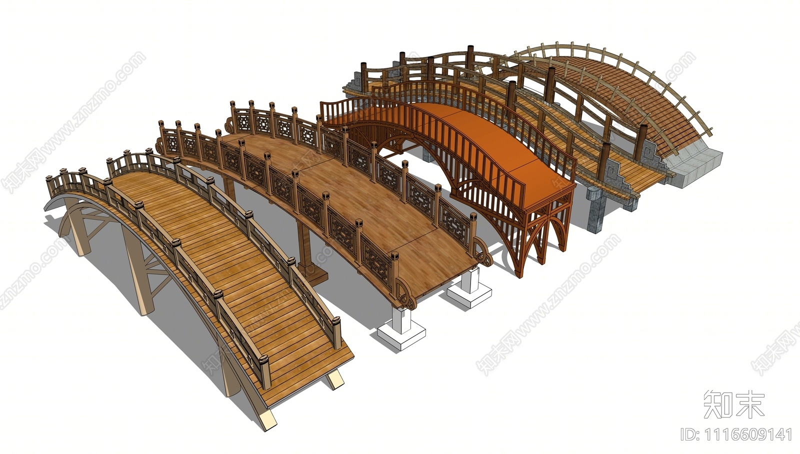 中式景观桥SU模型下载【ID:1116609141】