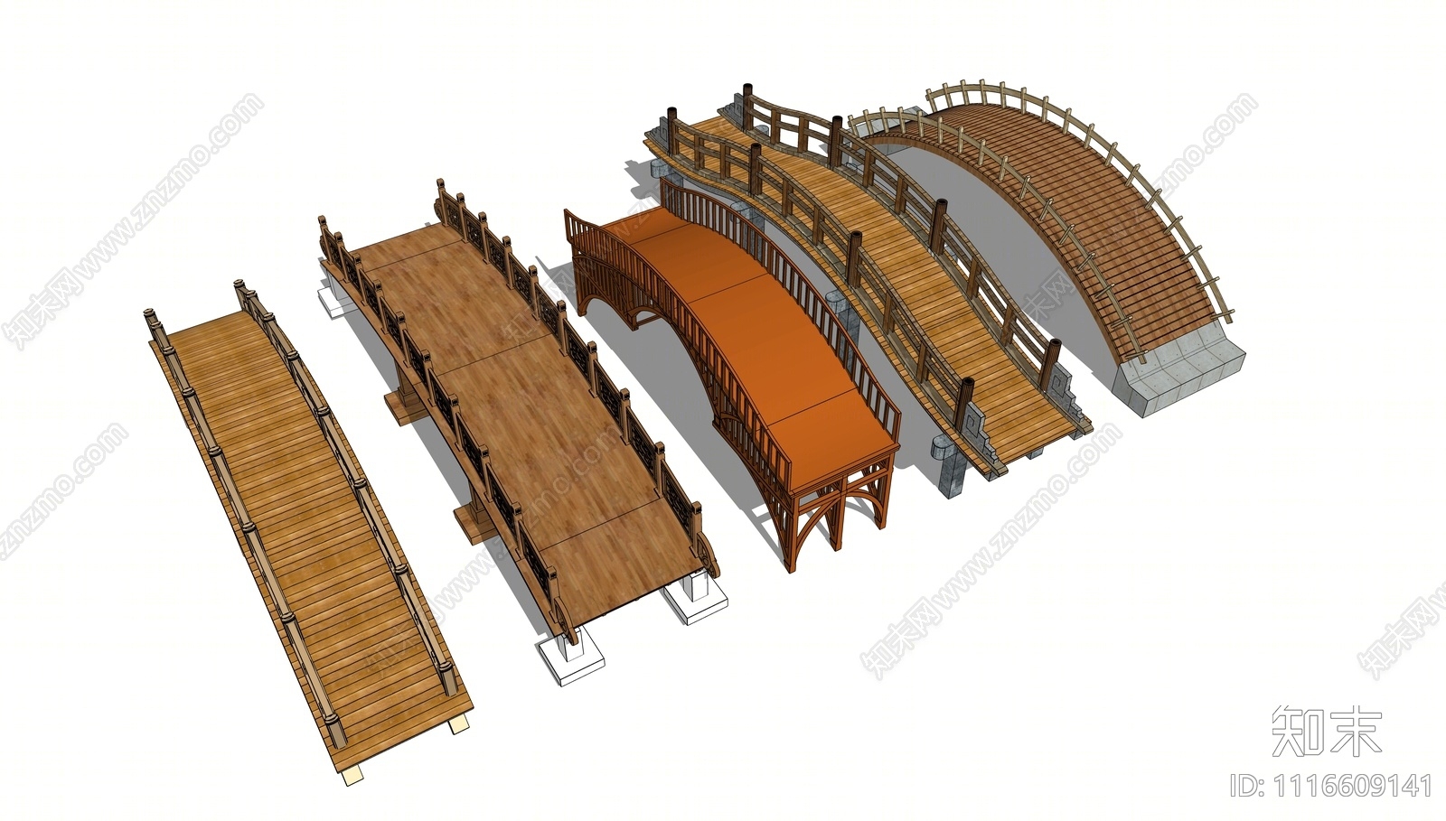 中式景观桥SU模型下载【ID:1116609141】