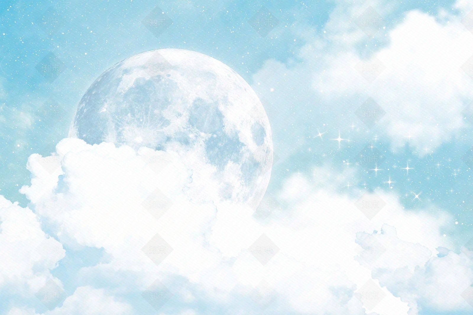 蓝色天空白云壁纸壁画贴图下载【ID:1116618011】