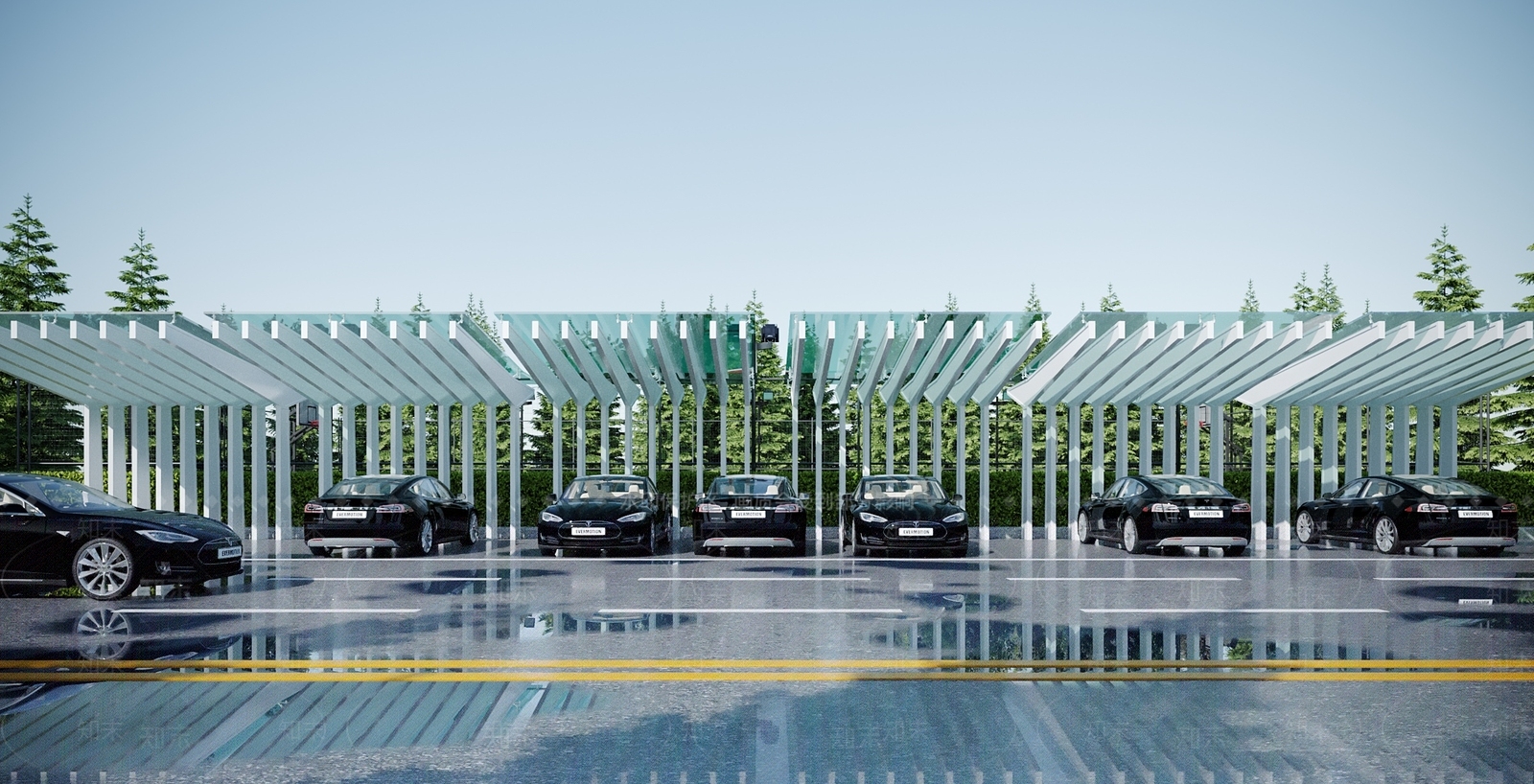 现代自行车车棚3D模型下载【ID:1116623660】