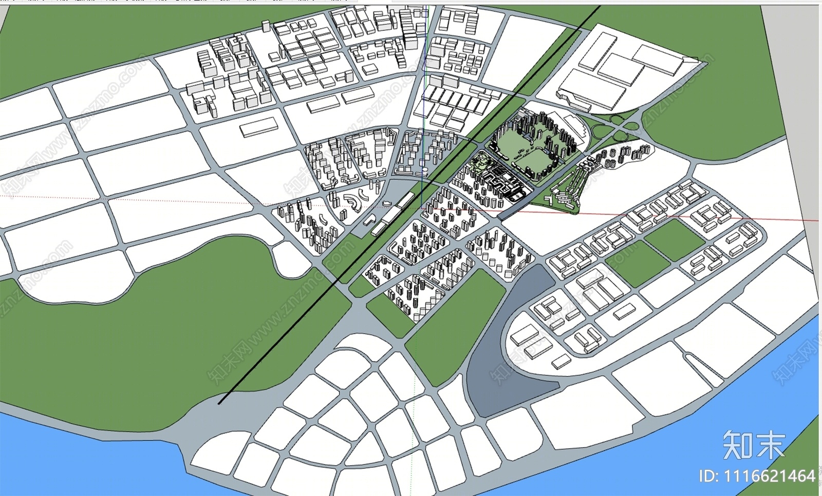 现代城市体量体块SU模型下载【ID:1116621464】