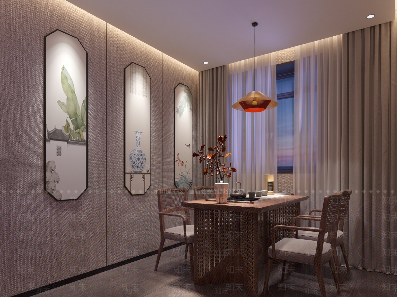 新中式茶室包间3D模型下载【ID:1116622690】