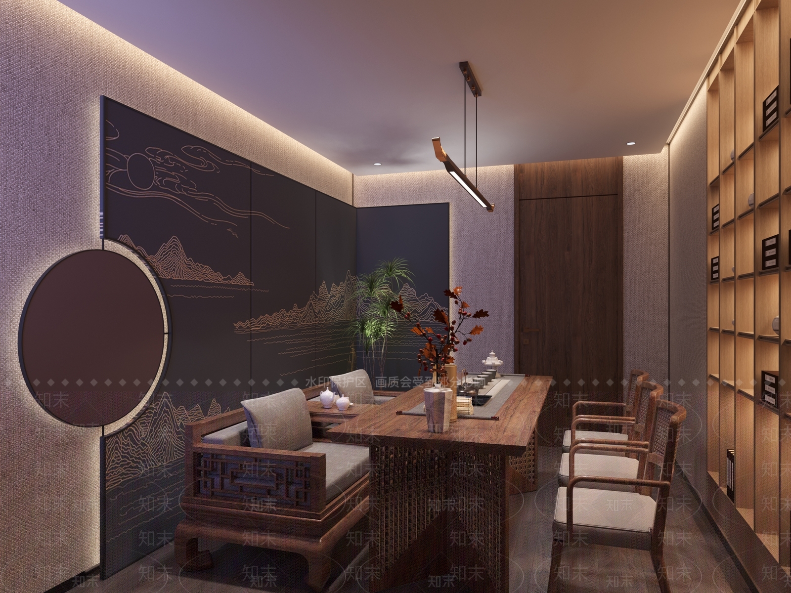 新中式茶室包间3D模型下载【ID:1116622690】