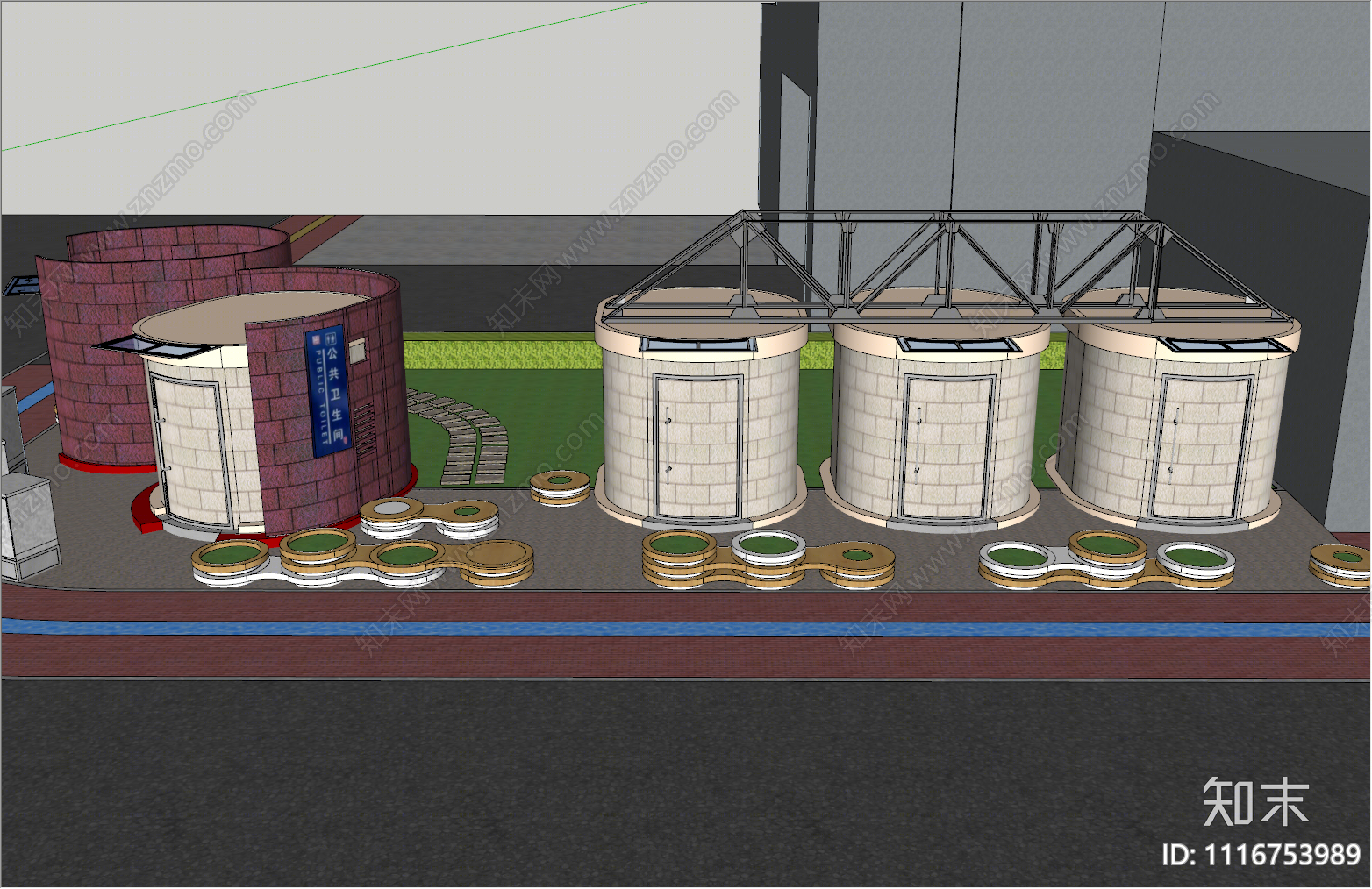 现代街边公共卫生间SU模型下载【ID:1116753989】