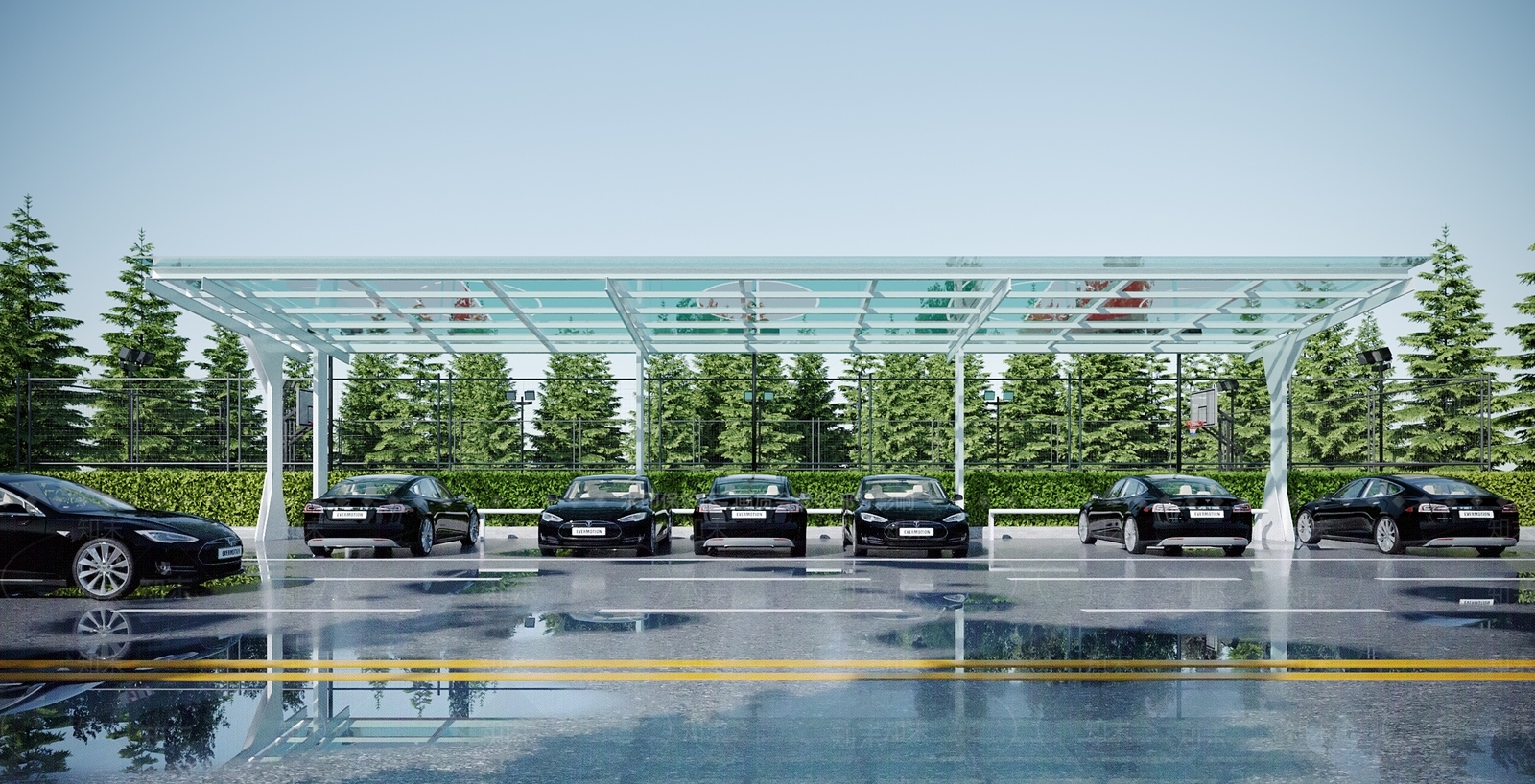 现代自行车车棚3D模型下载【ID:1116624776】