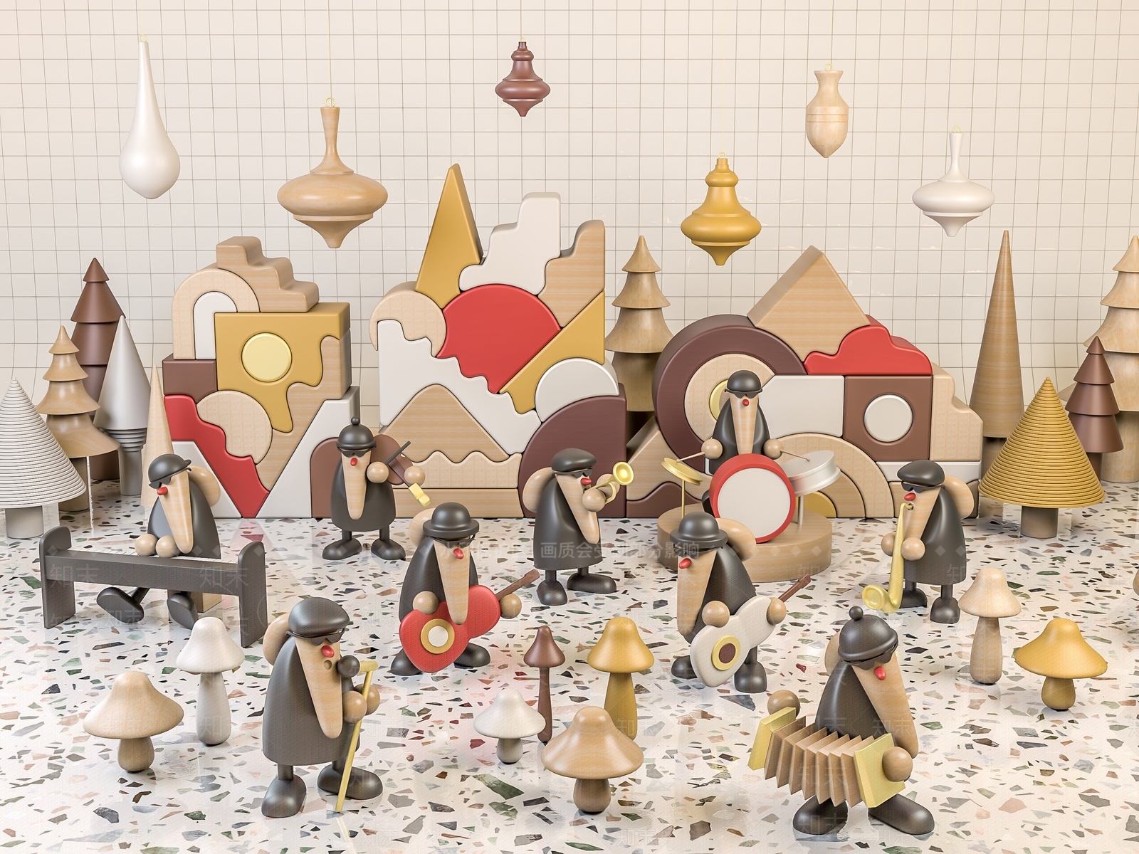 卡通儿童木质积木3D模型下载【ID:1116624569】